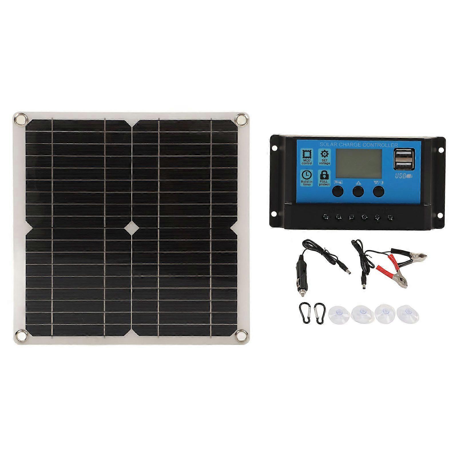 RV Solar Panel 12W Mono Solar Battery Charger Panel Adaptive Integrated Voltage Regulation Module Intelligent Control with Charge Controller 10A