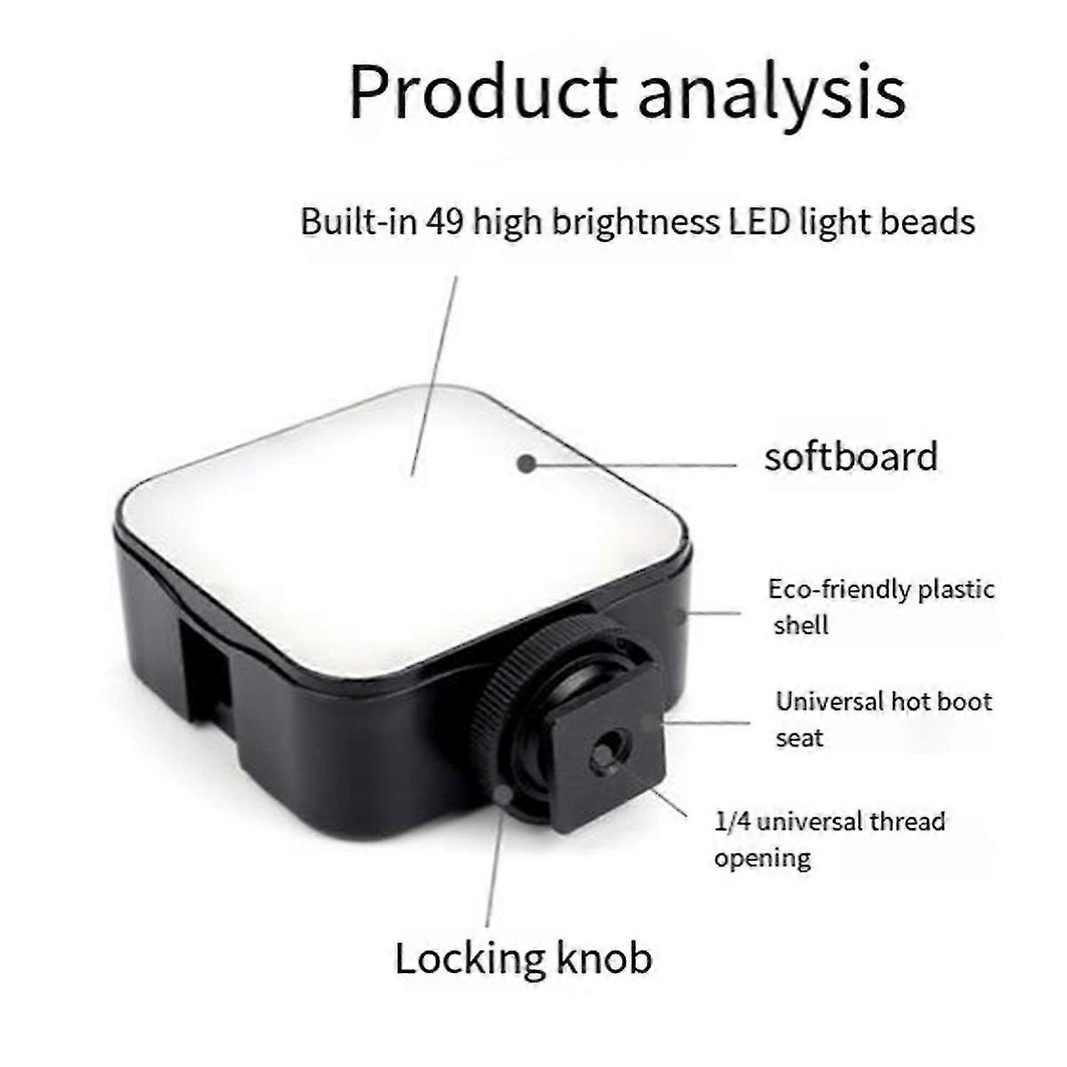 LENVEE 49 LED 5W Mini LED Video Light Photography 6500K for Camera