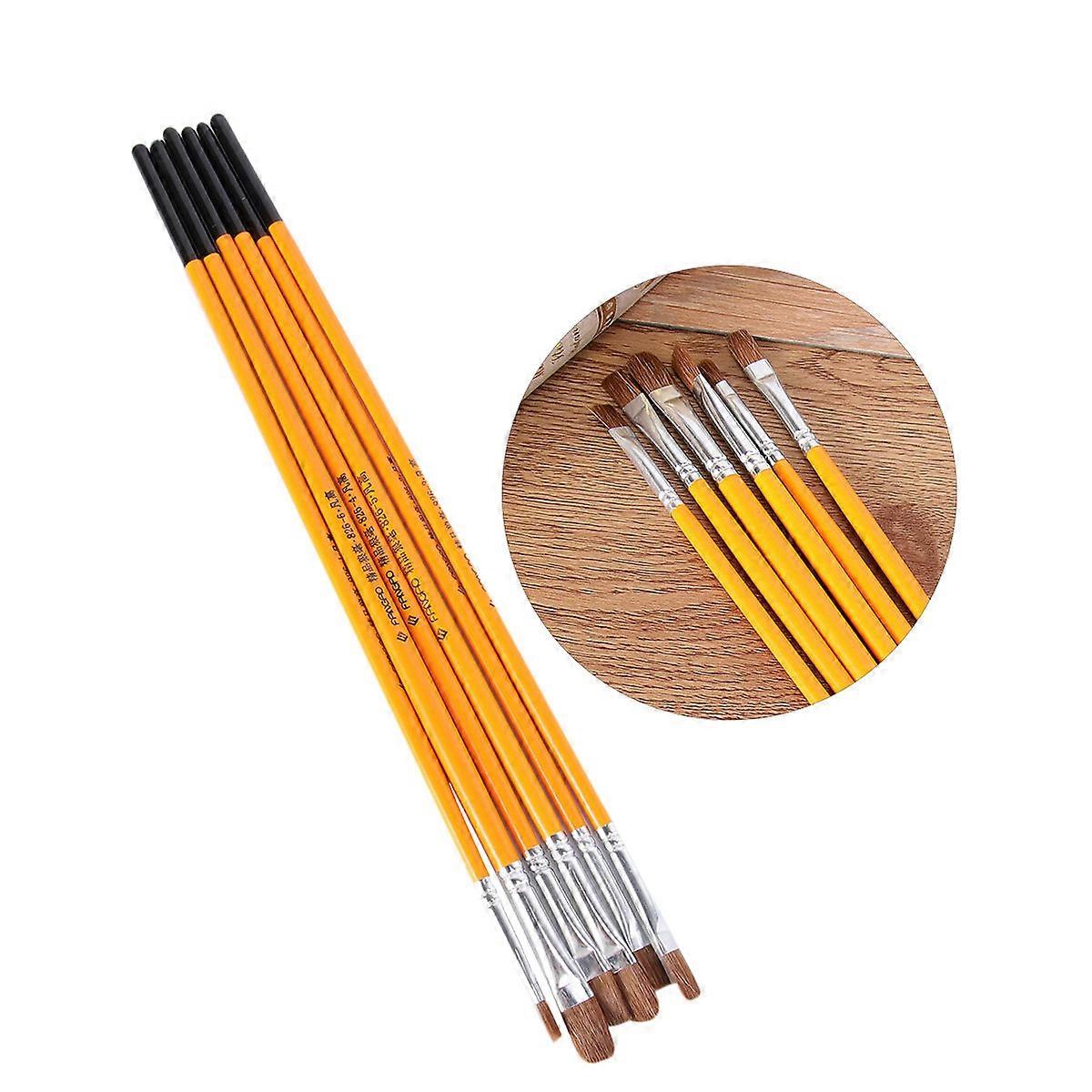 Painting Set Professional Paint Brushes Wood Handle Drawing Brush 6Pcs for Painting Use