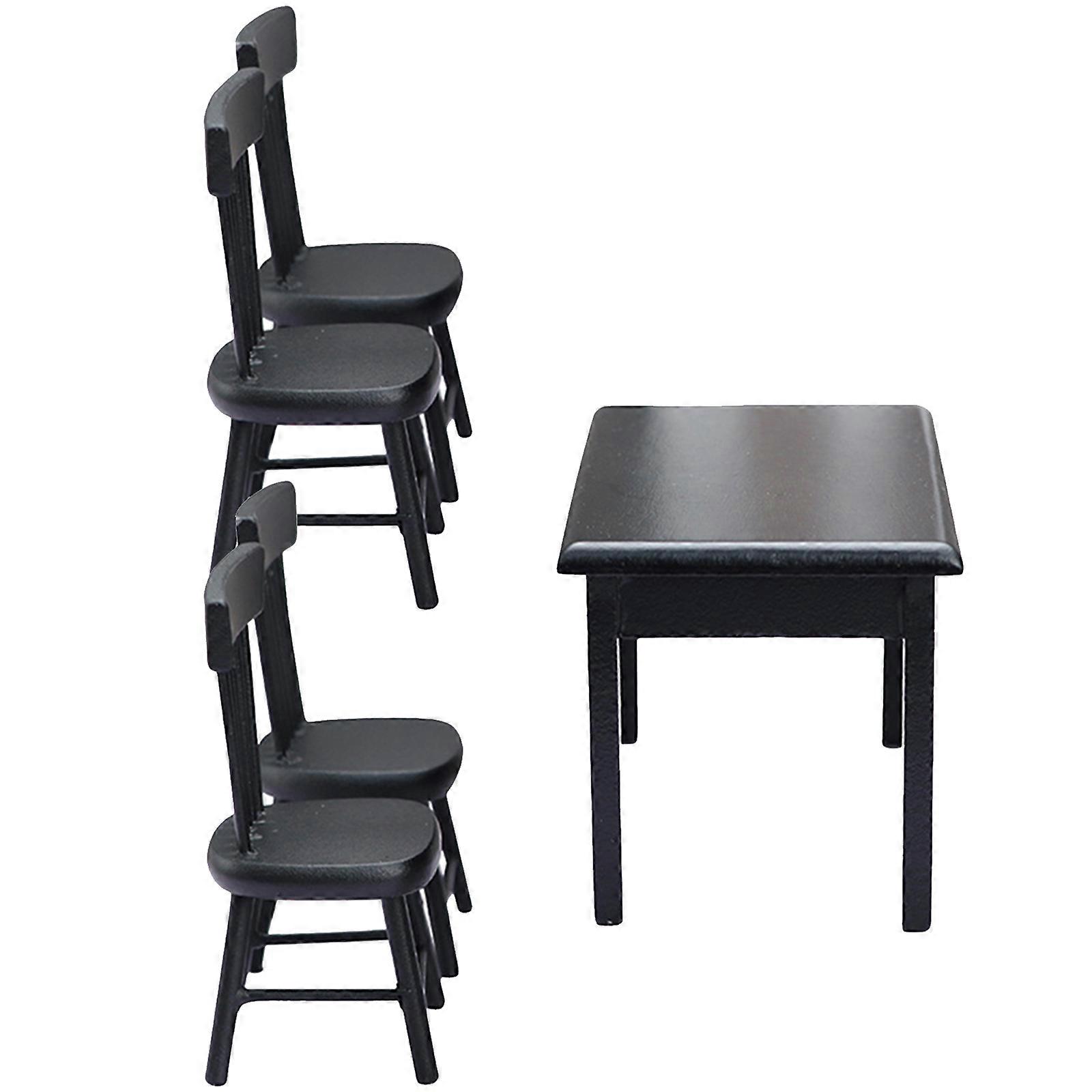 Mini Model Chairs Doll House Small Tables Indoor Modeling Durable Wood Black for 5Pcs