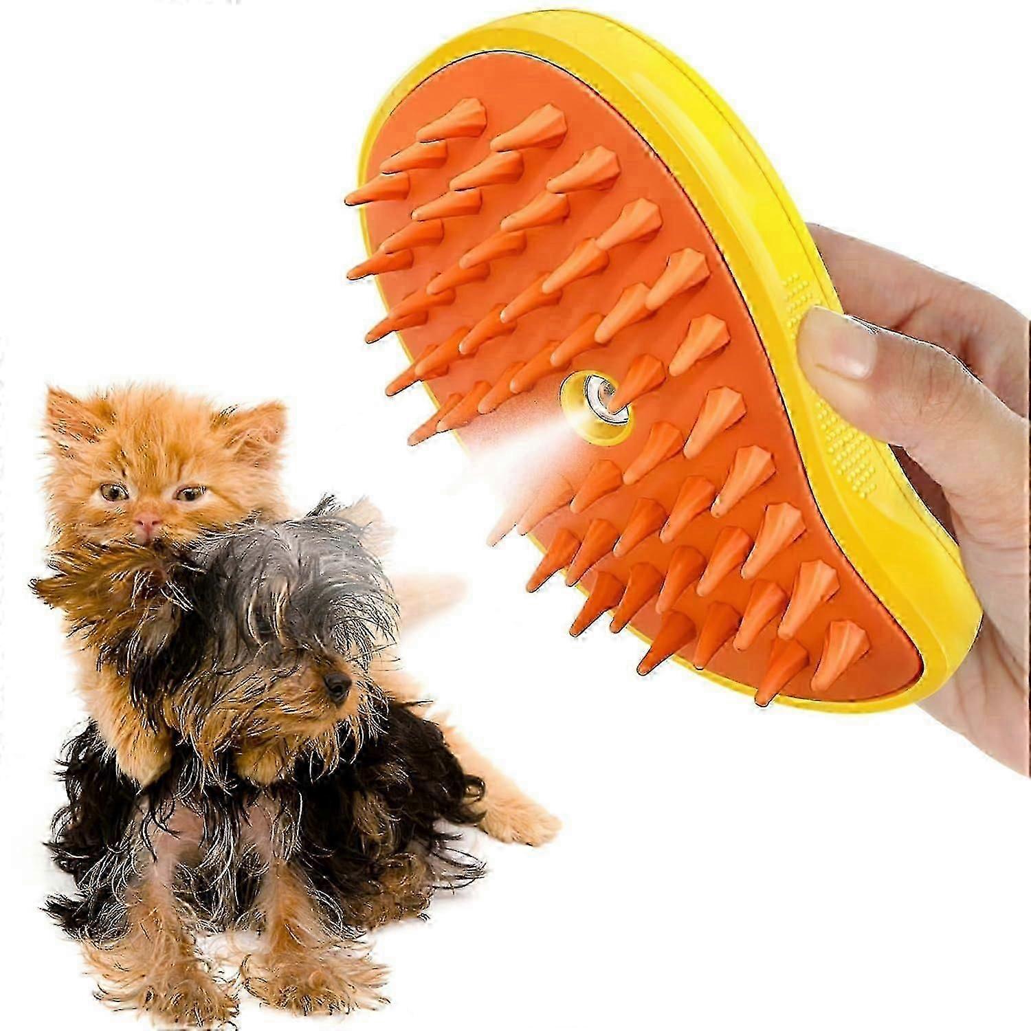 Cat Mist Brush, 3 in 1 Cat Comb for Massage, Self Cleaning Cat Brush with Water, Rechargeable Silicone Dog Cold Steam Brush, Cat Bath Brush Eliminates