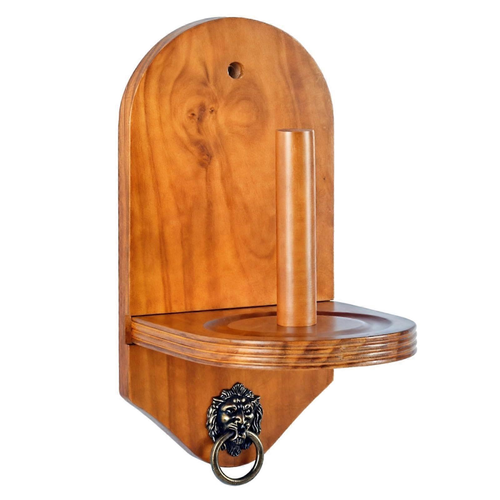 Cone Chalk Holder Walnut Finish Wall Mounted Pool Table Accessory Lion Head Decoration