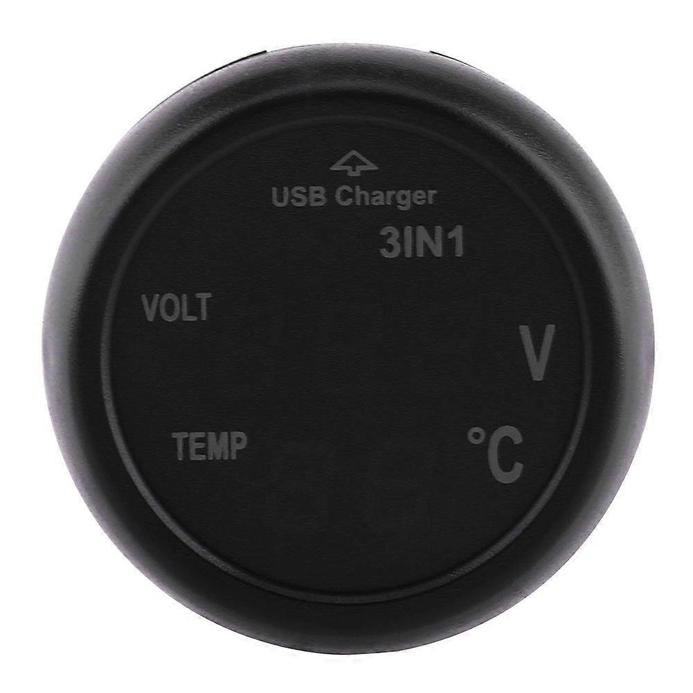 Dual LED Digital Display Voltmeter Thermometer Cigarette Lighter USB Car Charger (Green, Red)