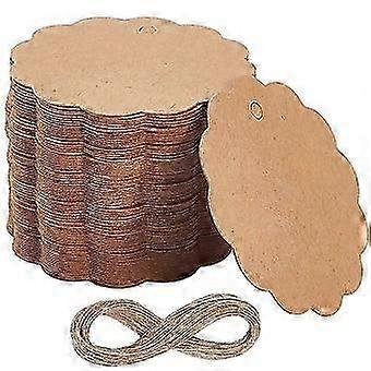 200Pcs Blank Kraft Paper Gift Tags with 20M Jute Cord Flat Round 5.95x0.05cm Hole: 4mm