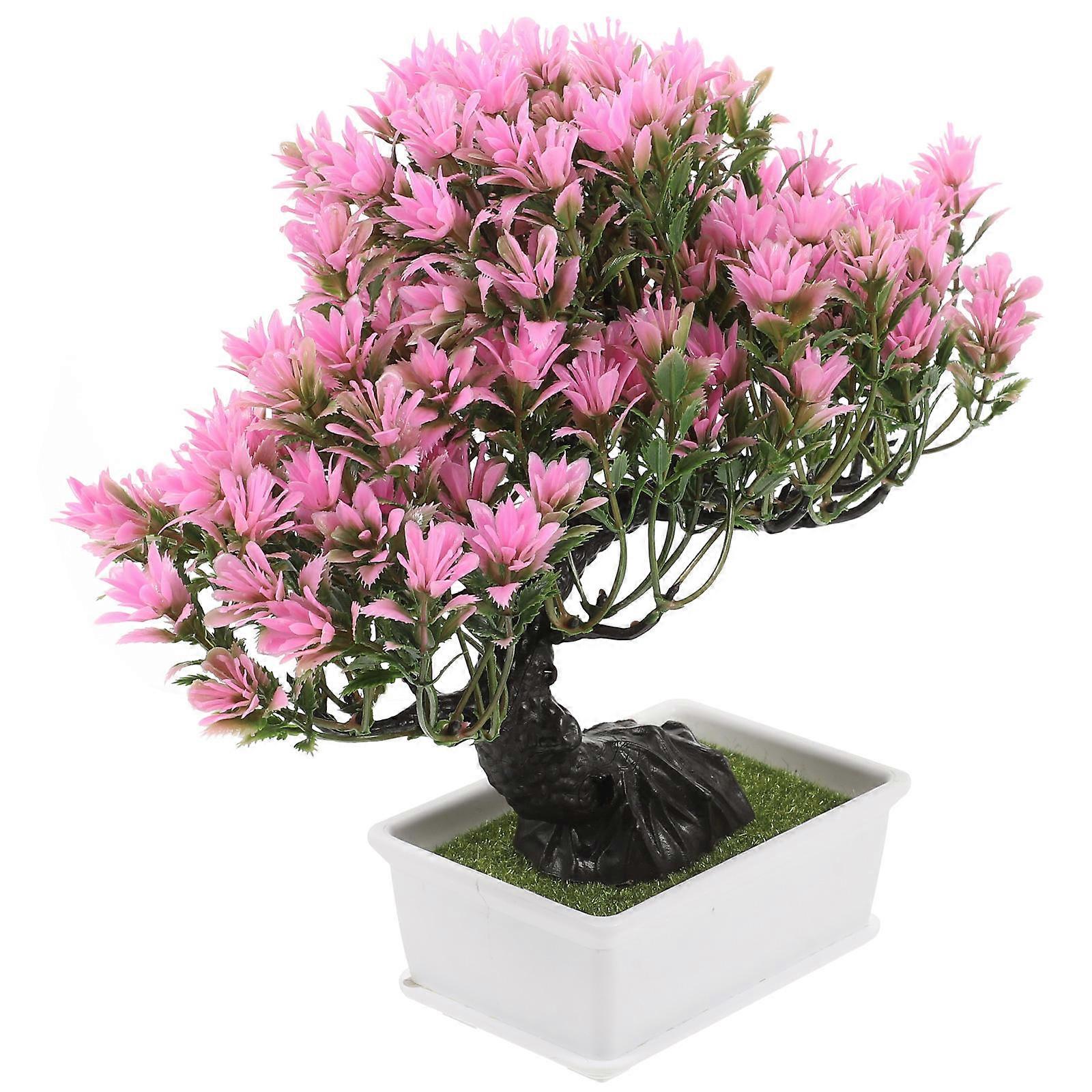 Plastic Artificial Pine Tree for Decor 4Pcs Pink Fake Table Plant