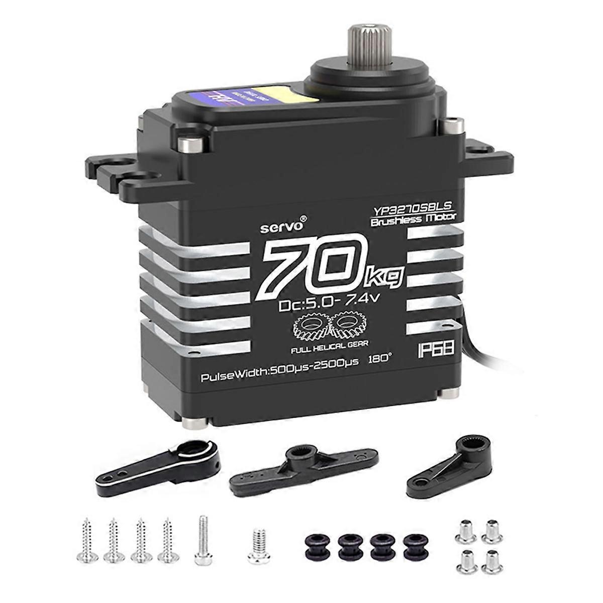 70KG High Torque High Voltage Metal Gear Digital Servo IP68 Brushless Motor Servos for 1/10 1/8 TRX6