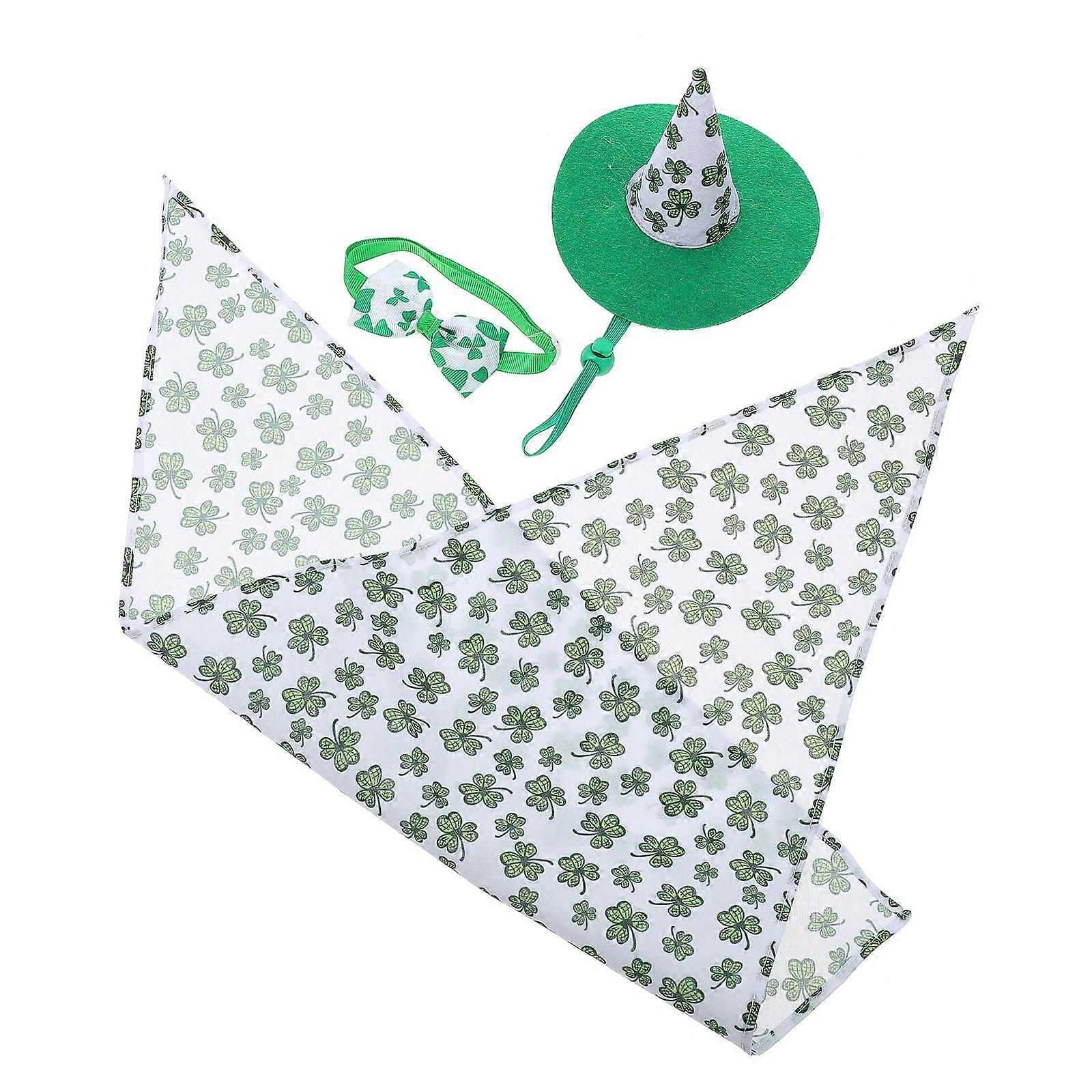 Assorted Color St Patrick's Day Dog Collar and Hat Set for Pets 1Set