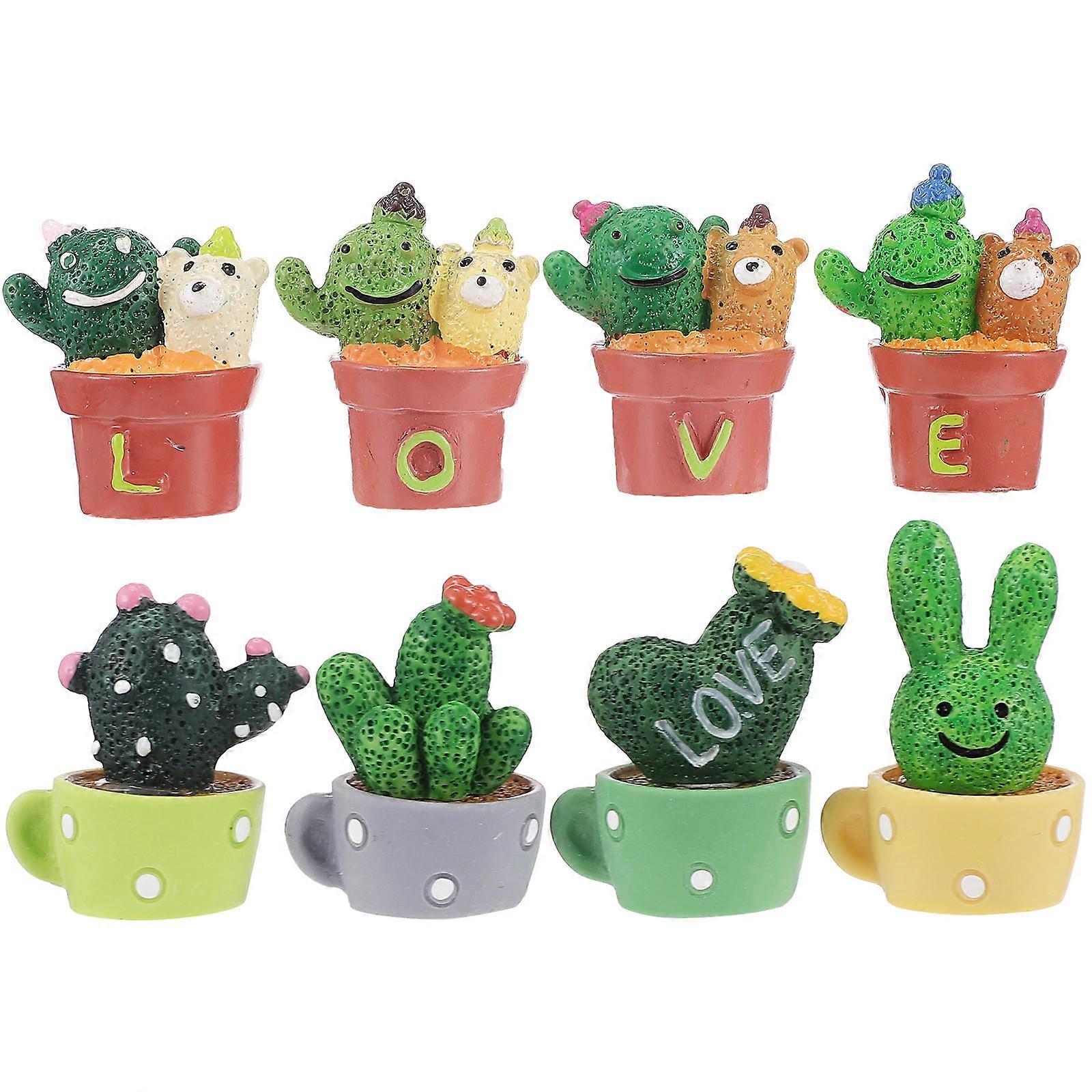 Mini Cactus DIY Artware for Decor 8Pcs Resin Craft Micro Landscape Model