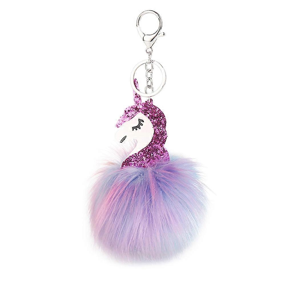 Unicorn Keychain Decoration Ball Keyring for Key Holding 2Pcs Rosy