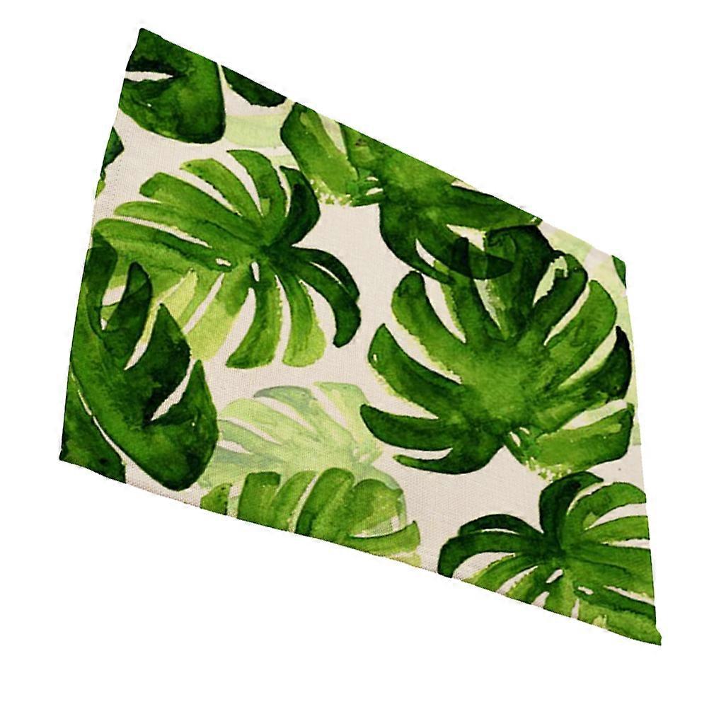 Table Placemat Home Decor Party Decor Cotton Linen Material Rectangle Shape Protect Table Green Color 1Pack