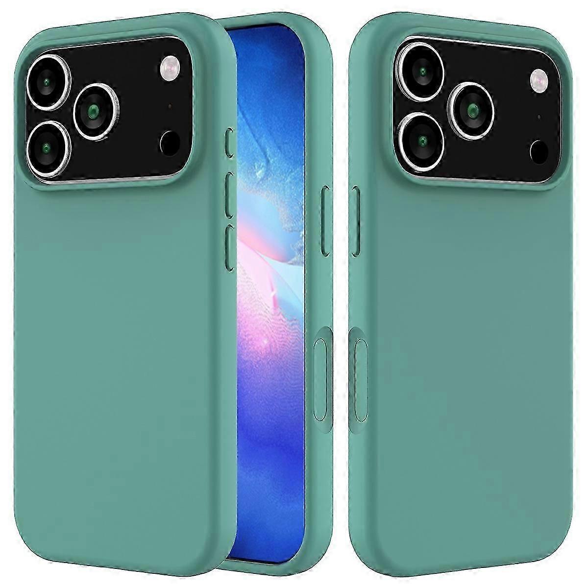 For iPhone 17 Pro Max Case Drop Proof Liquid Silicone Soft Lining Back Phone Cover - Green