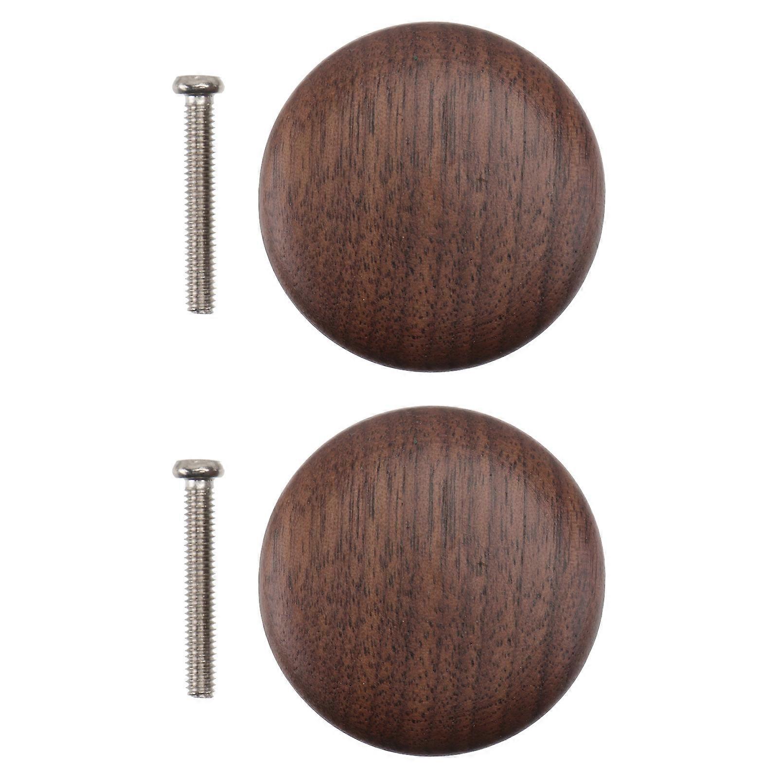 Cabinet Wooden Knobs Solid Wood Handle for Drawer 4Pcs Dark Brown