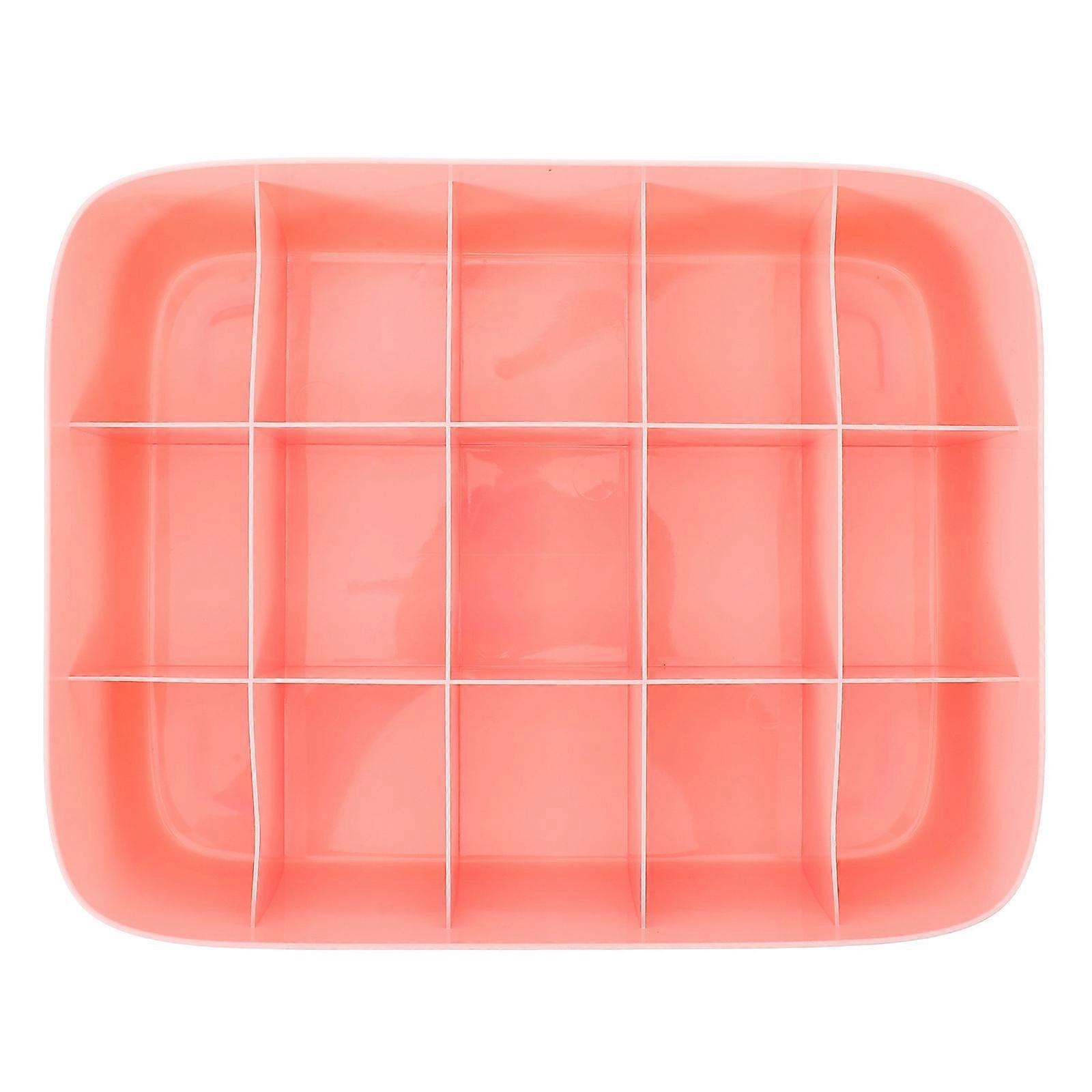 Stackable Plastic Storage Basket For Organizing Socks And Panties With Rectangular Shape And 15 Dividers In Pink 1Pack