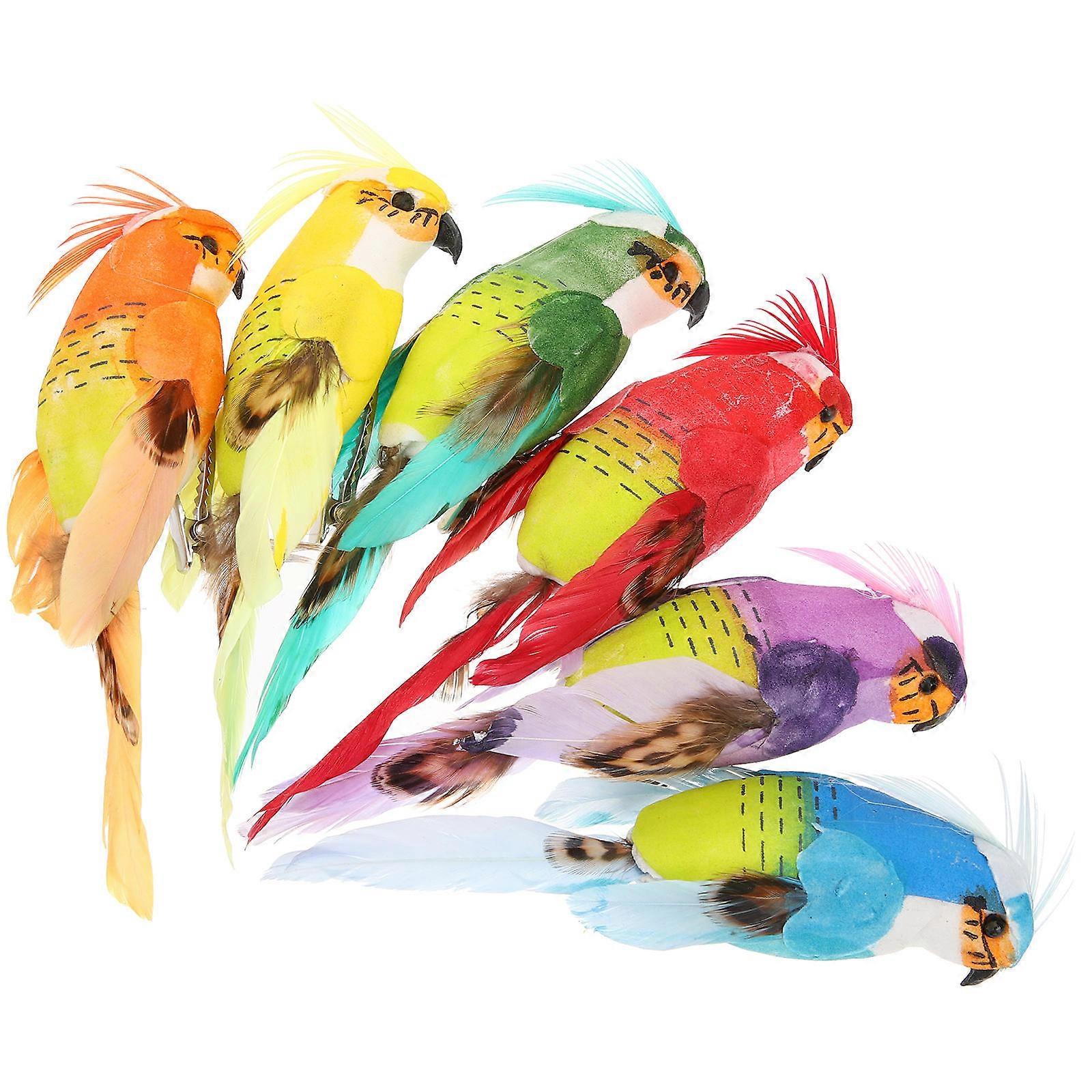 Clip on Artificial Foam Bird Decoration Bird Ornaments for Decoration 6Pcs