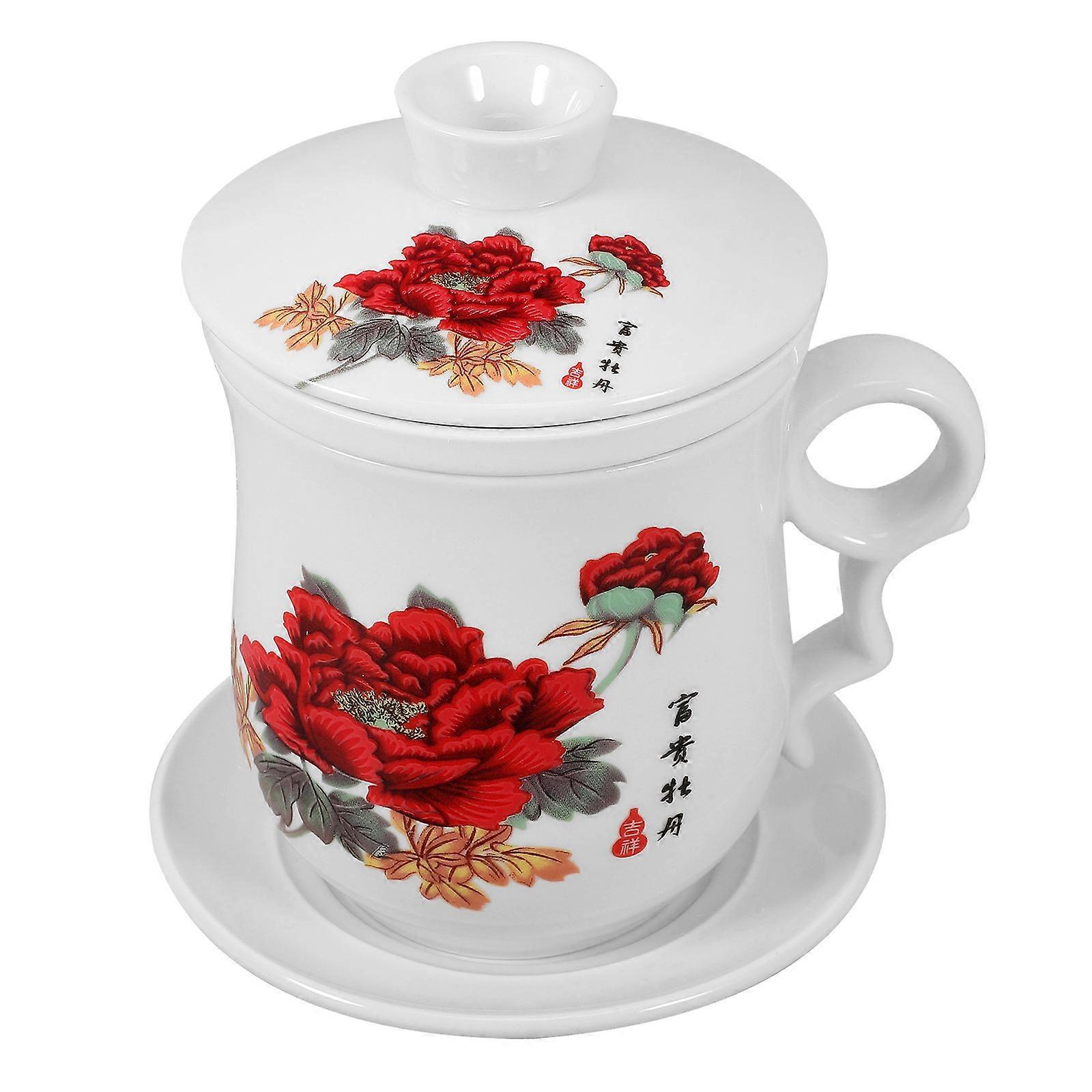 Water Mug Ceramic Cup With Saucer For Home Drinking 2Pcs