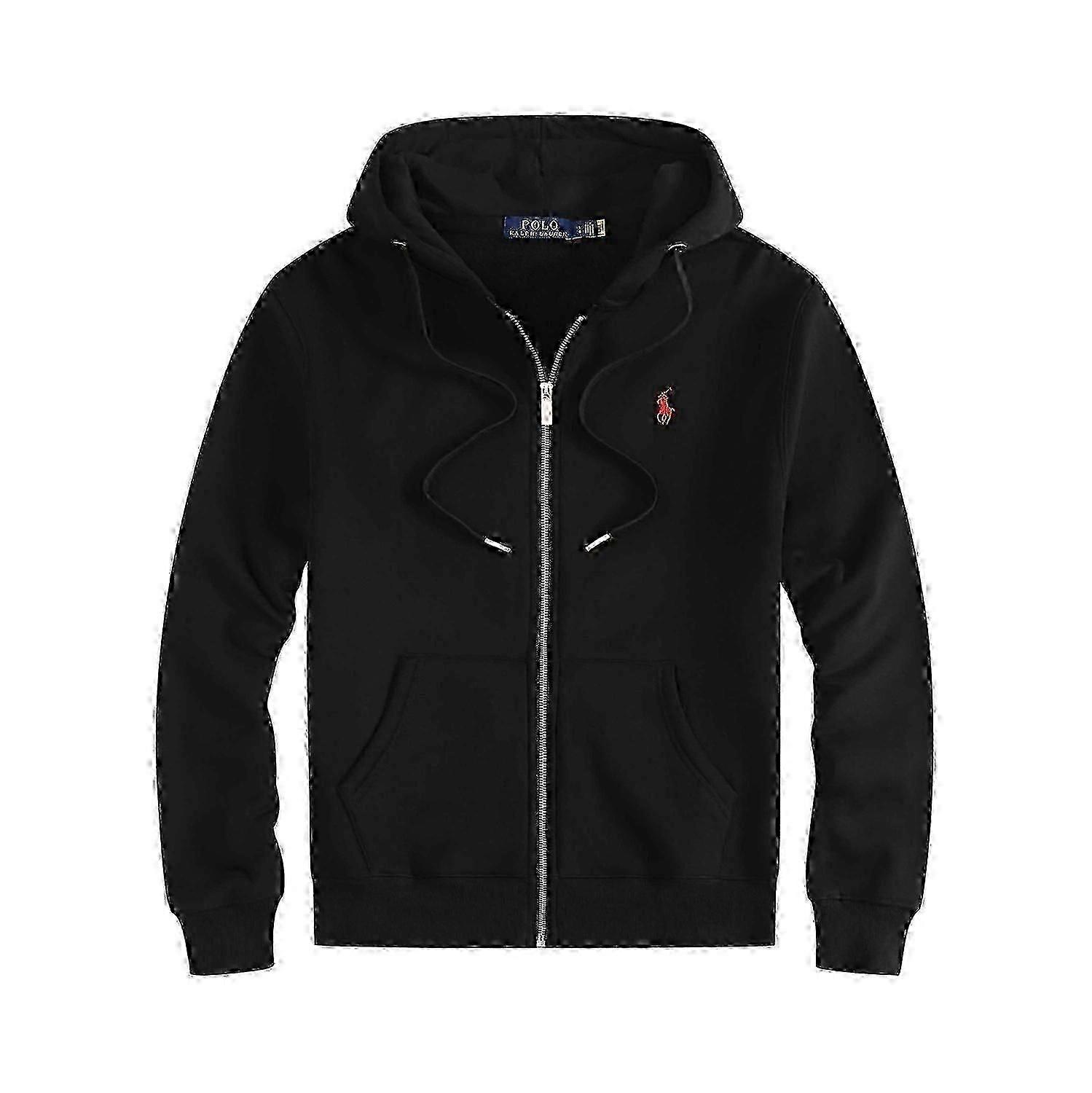 Conjunto de moletom com capuz e logotipo de cavalo pequeno bordado, cardigan com capuz e jaqueta casual de lã para homens - DSW