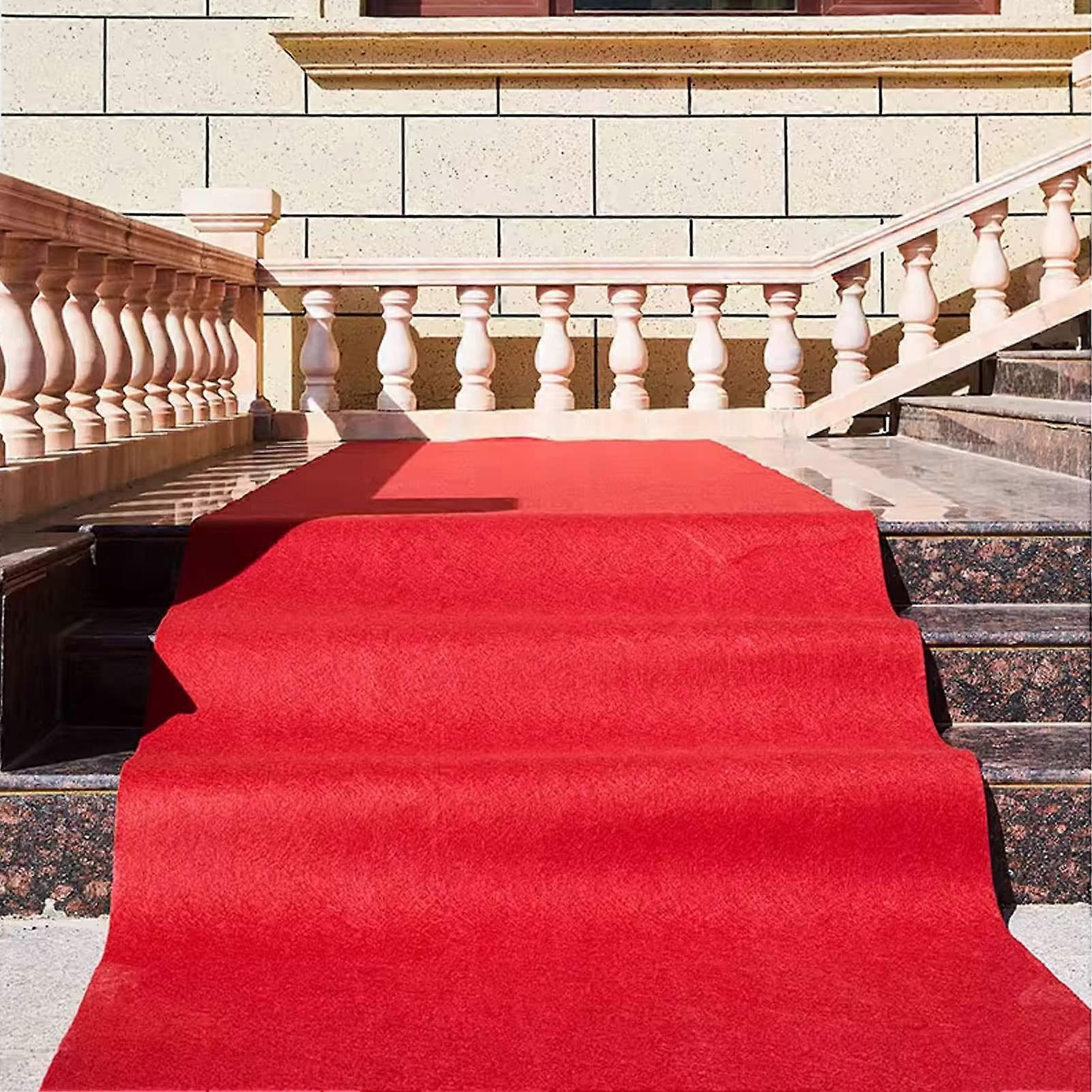 Wedding Aisle Runner Carpet NonSlip Polyester 1.2x30m Event Red Carpet Bridal Walkway Rug for Church Ceremonies