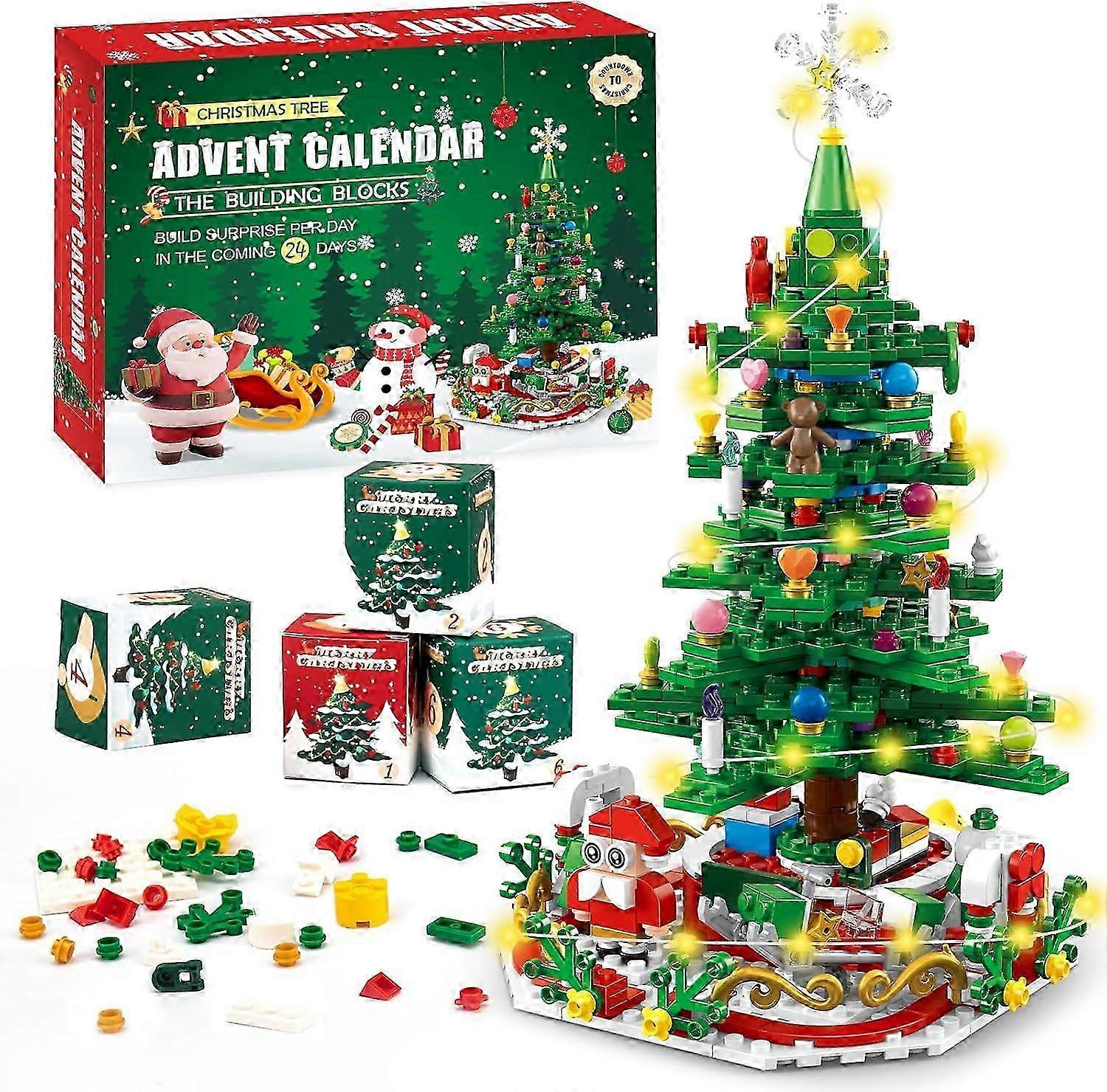 Christmas Tree Construction Kit with LED Lights: 2025 Advent Calendar for All Ages