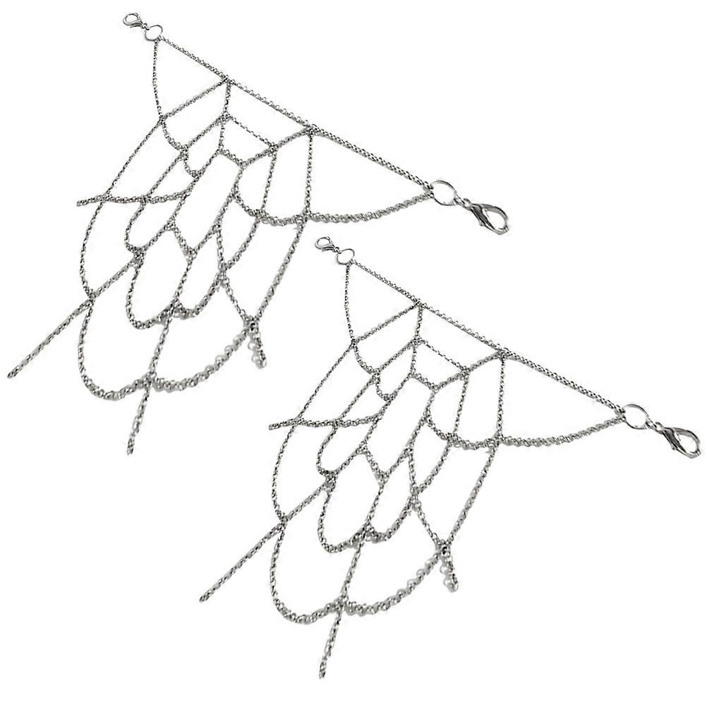 Gothic Style Spider Webbing Chain Punk 8Pcs for Decoration Silver Alloy