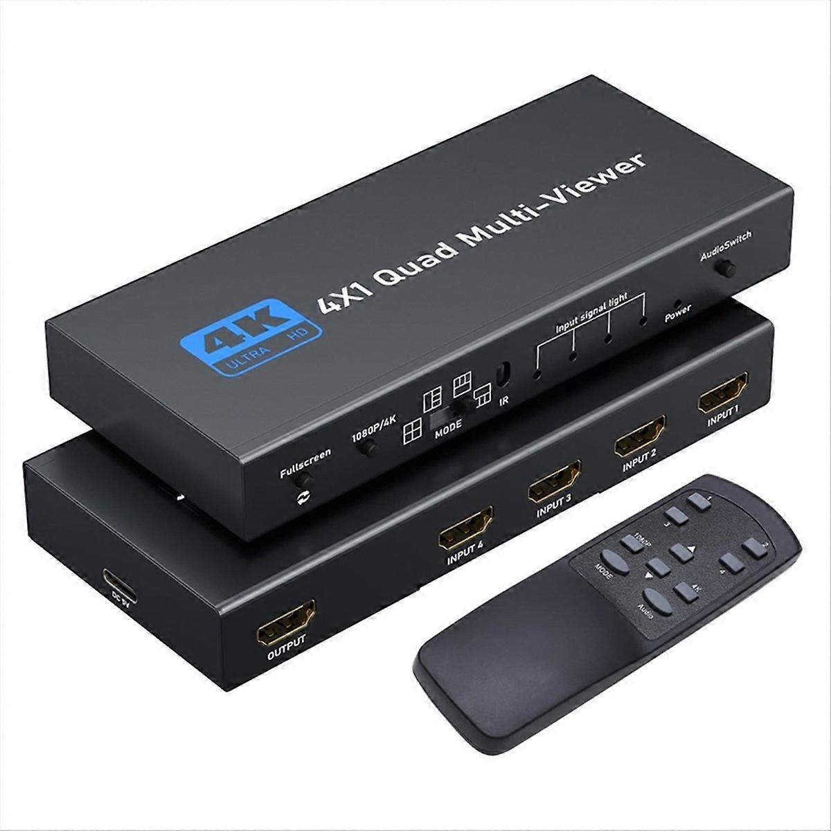 4K HDMI-Compatible Quad Multi Viewer 4 in 1 Out 1080P Screen Viewer Seamless Switcher for PS4 Camera