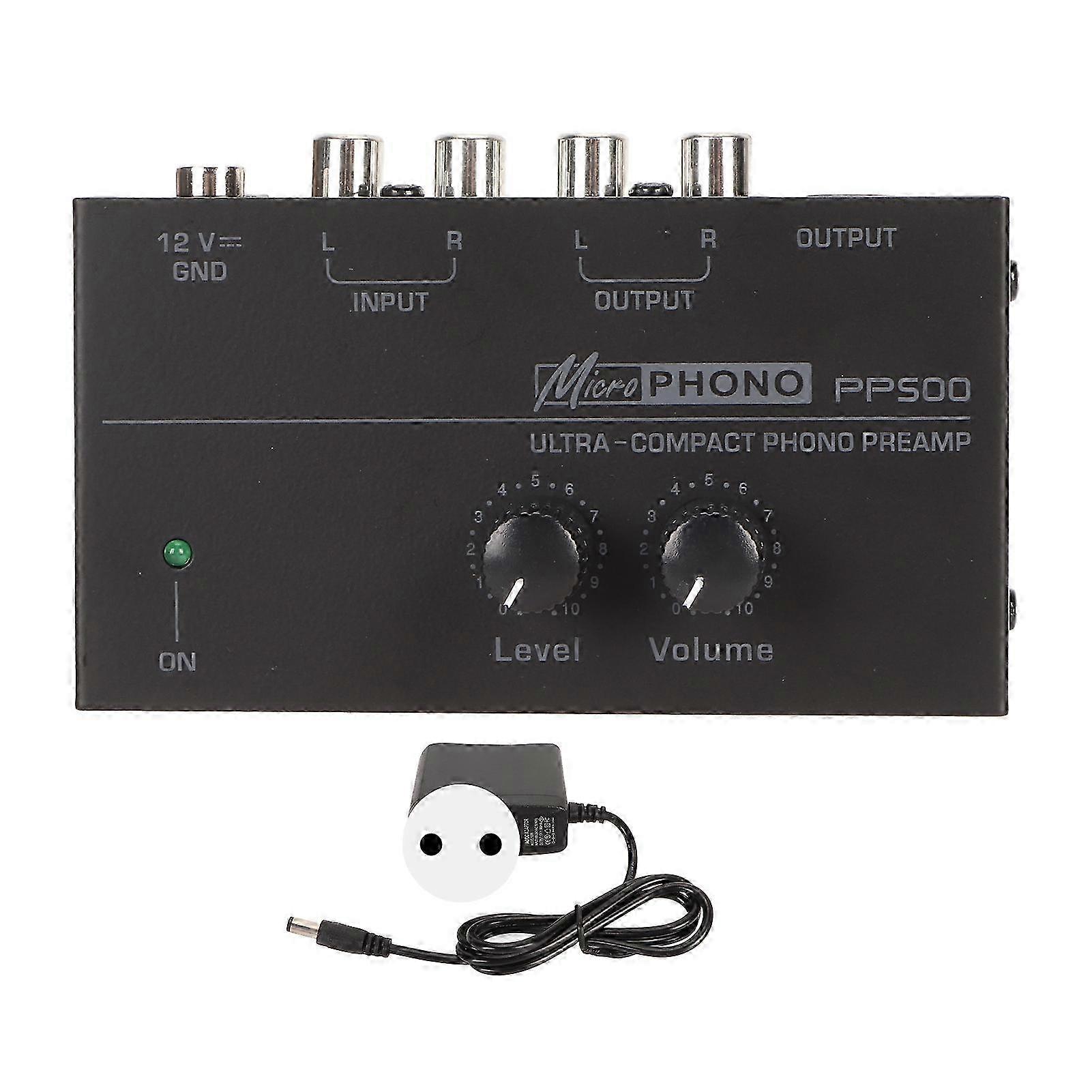 25-26 Phono Turntable Preamp Ultra Low Noise Independent Volume Control Phono Preamplifier for LP Record Player 100?240V EU Plug
