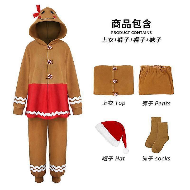 Santa Claus Reindeer Costume Adult Pajamas Christmas Outfit with Gingerbread Man Suit, Decorative Glasses and Inflatable Candy Cane