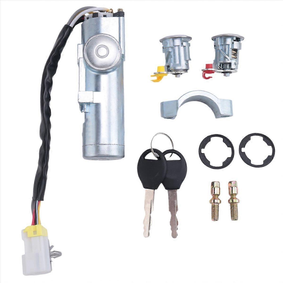Car Ignition Switch Door Lock Set with 2 Keys for Nissan Navara D22