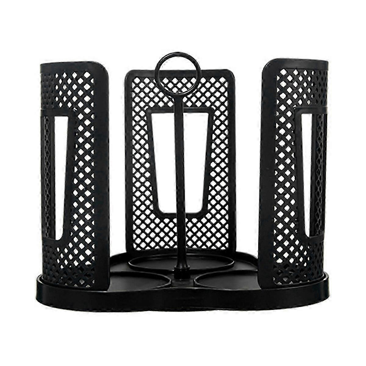 Rotating Coffee Cup Holder for Office and Kitchen Black Plastic Storage Rack