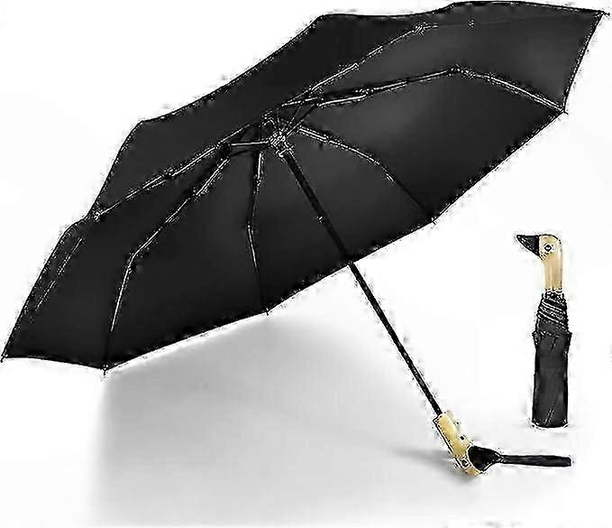 Compact Travel Umbrella for Rain and Sun, Durable Duck Head Handle Design