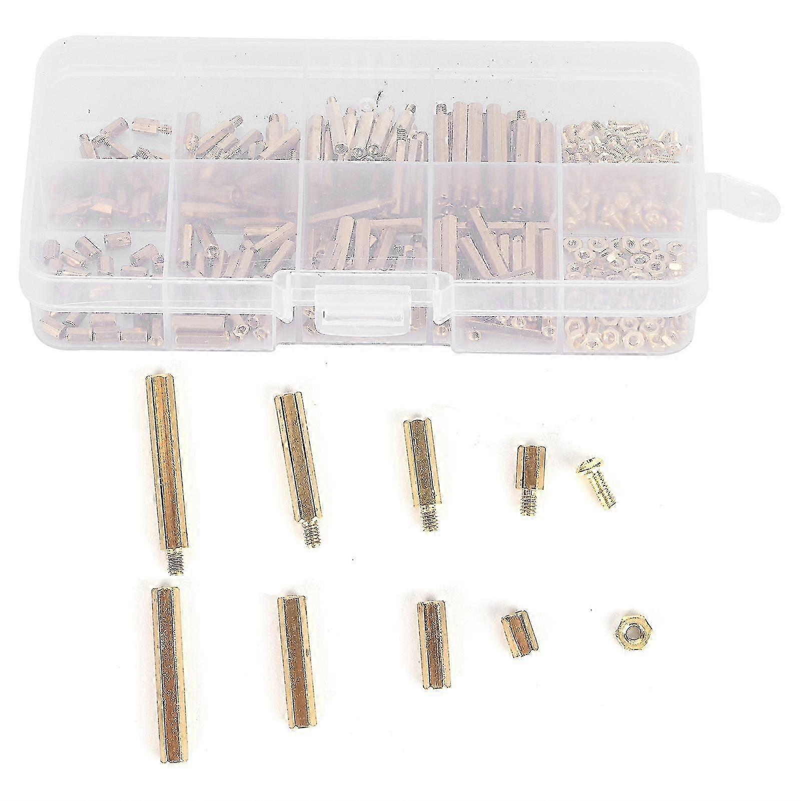 320Pcs Brass Standoff Screw Nut Assortment Kit M2 Hex for Communications Galvanizing miao4