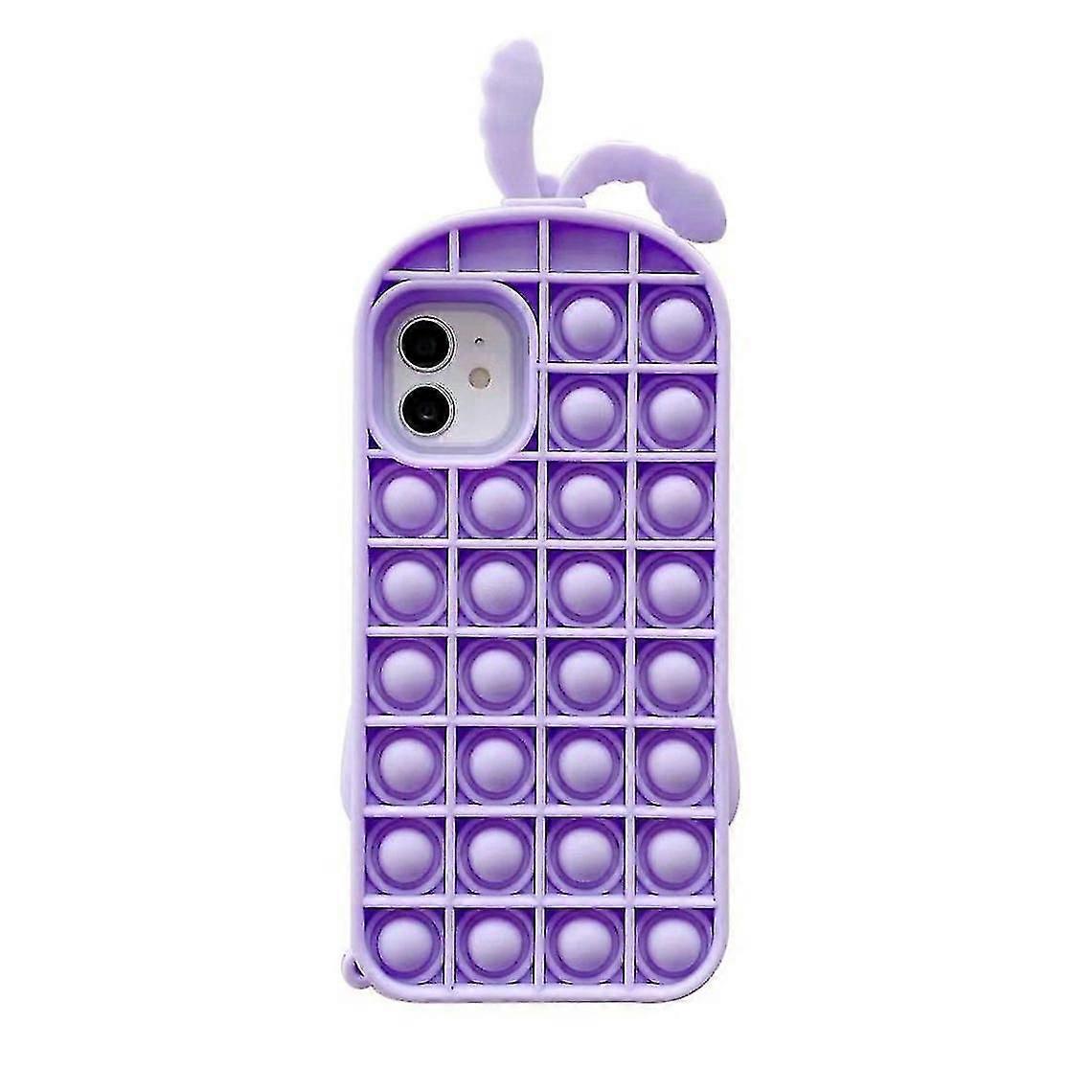 Push Pop Purple Rabbit Shape Silicone Case For Iphone Xs