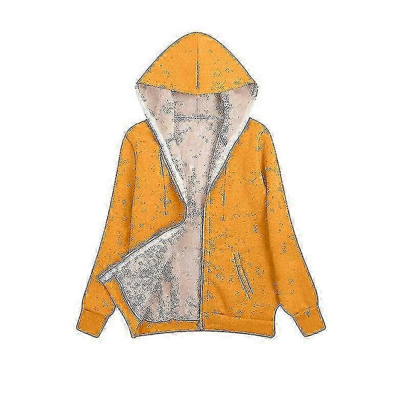 Casaco feminino de inverno quente com capuz, forro de lã sherpa e fechamento frontal completo com zíper. Jaqueta grossa para clima frio.