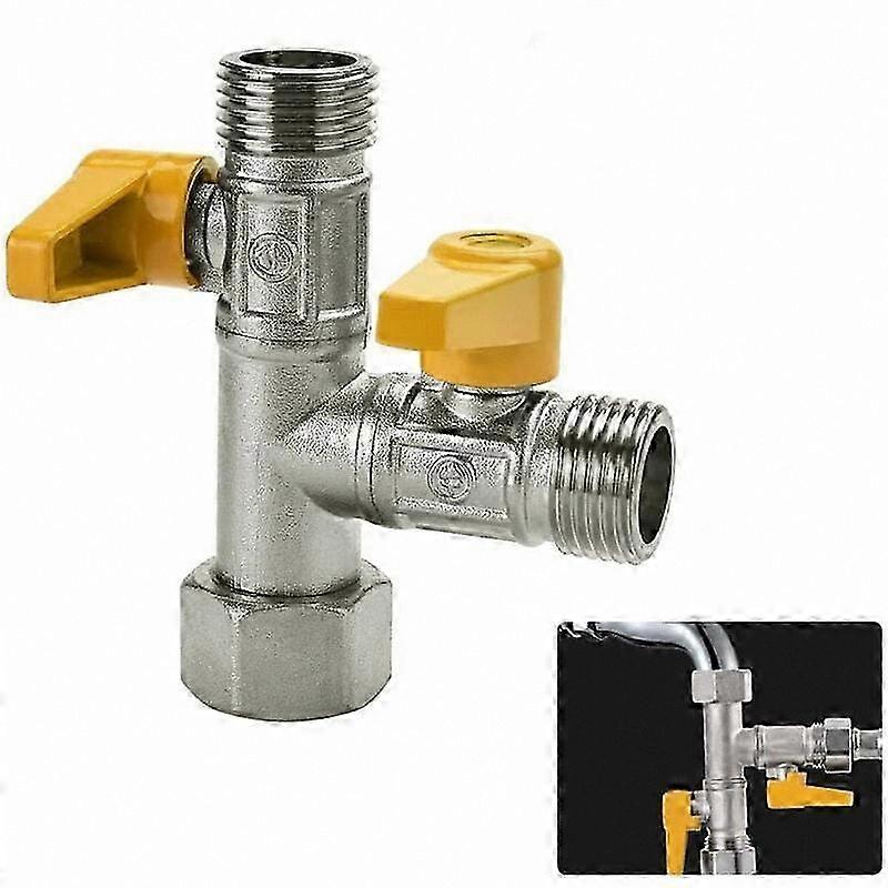 3-Way T-Connector Valve for Hand Shower, G 1/2 Thread Size