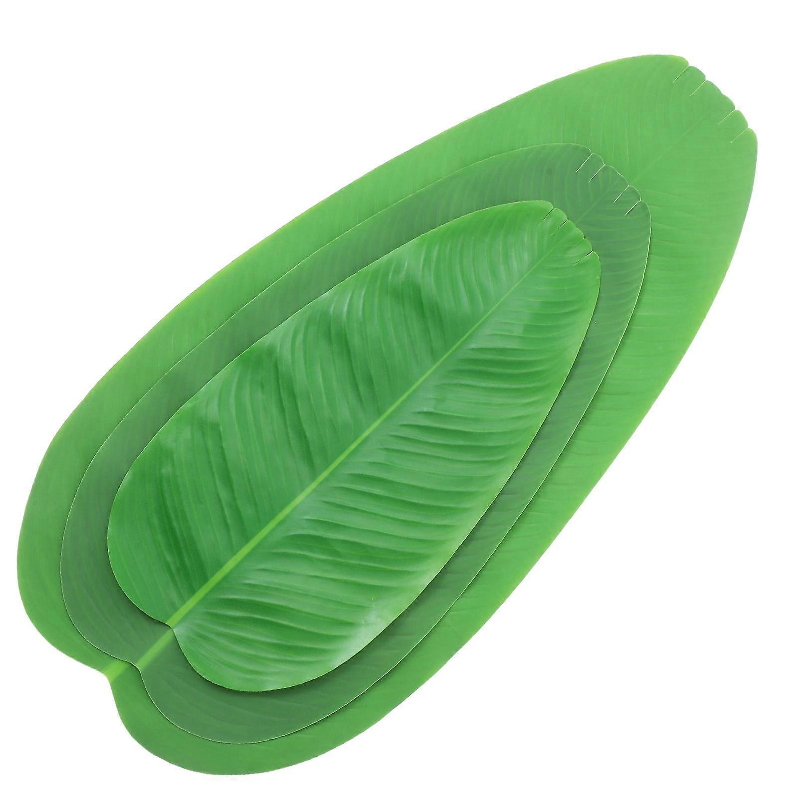 Artificial Banana Leaves Leaf Placemats for Table Decor 3Pcs Green Plastic