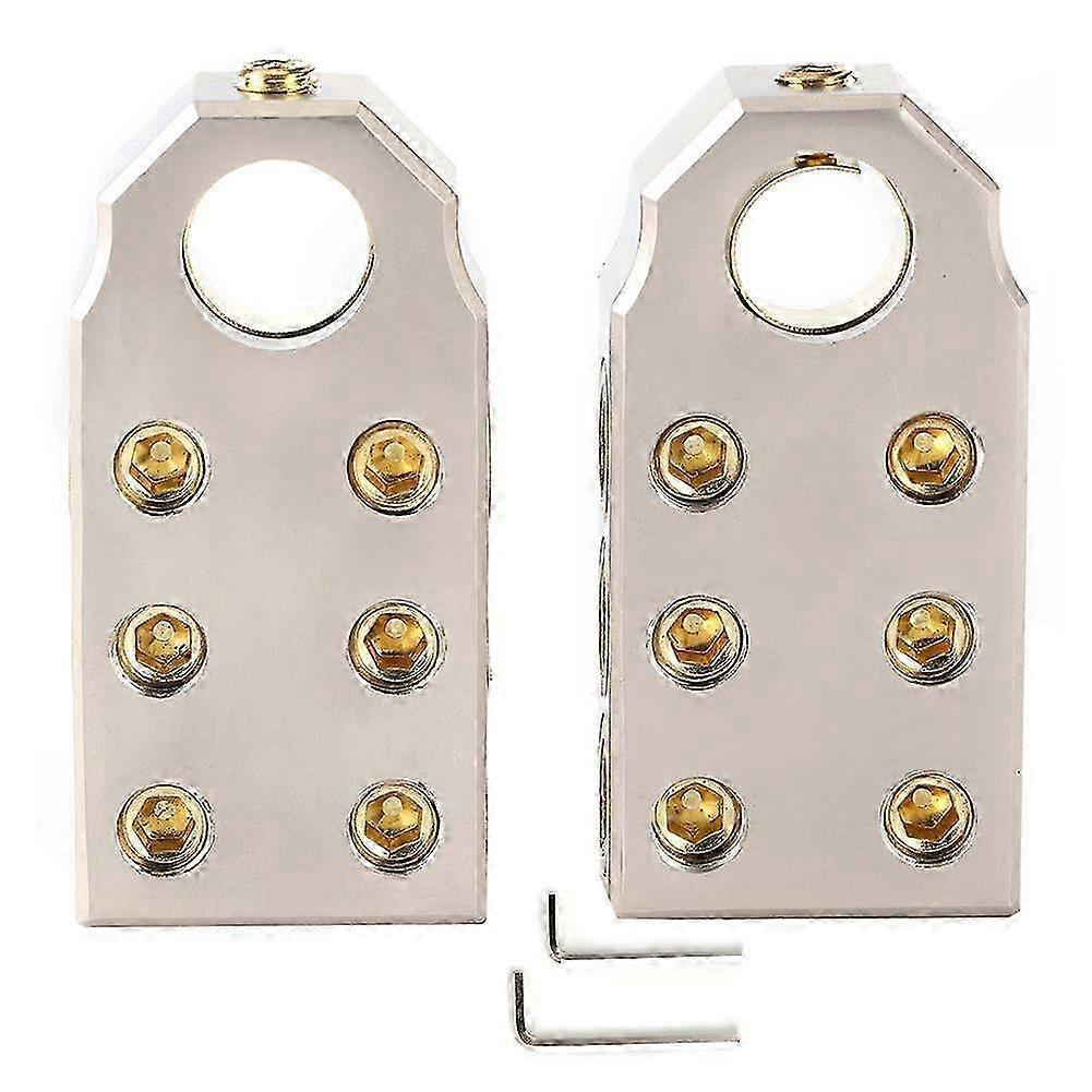 Pair Battery Terminals Kit Positive Negative Auto Battery Clamps Pile with M8/M10 WrenchHwy