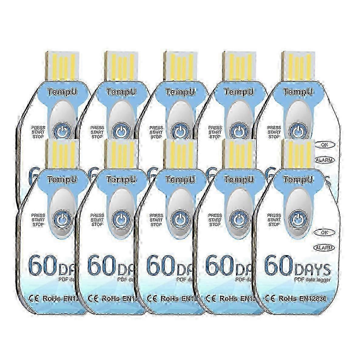 Temperature Data Logger USB Disposable PDF Temp Recorder Thermometer Logger TempU02 60 Days for Cold Chain 10 Pack