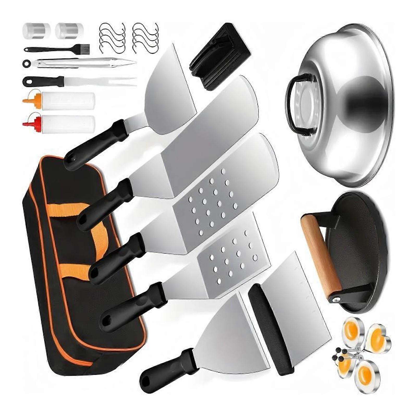 29 Piece BBQ Cooking Tools Utensils Set Ergonomic Heat Resistant Handle with Portable Carrying Case Grilling Accessories Multicolor