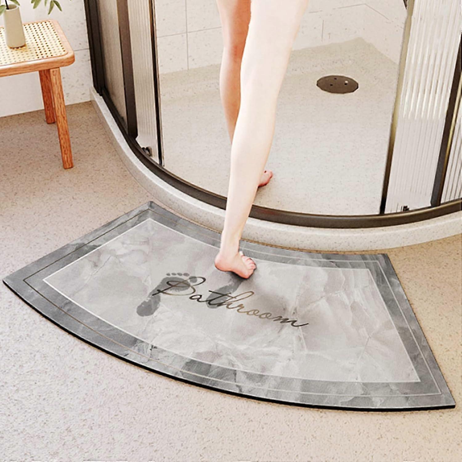 Fast Drying Corner Shower Mat 100 x 45 cm, Curved Bath Mat, Soft Absorbent, Model E