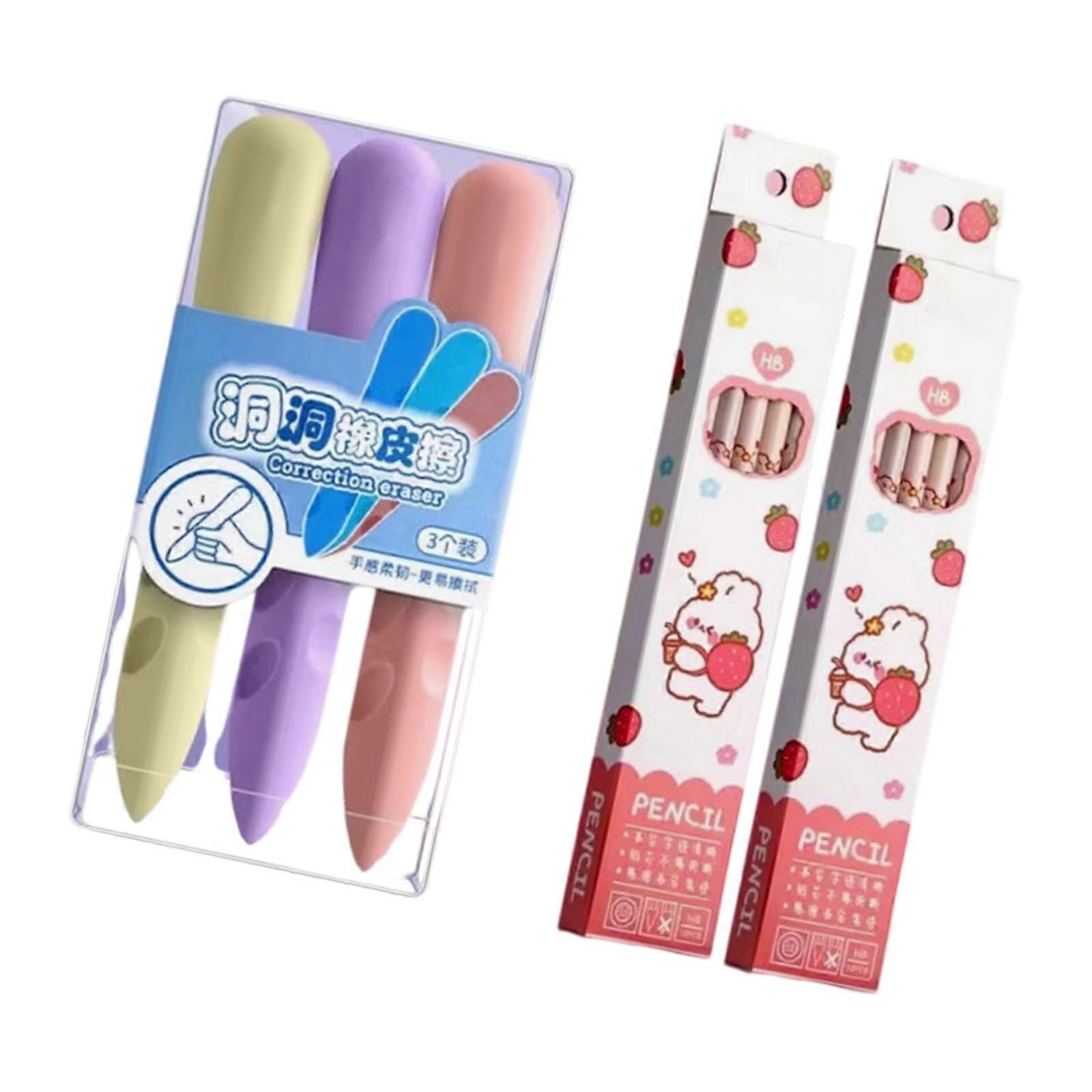 23 Piece Study 3 Textured Erasers 20 Pencils Engineered For Smooth Erase Motion And Left Handed Friendly Use Multicolor