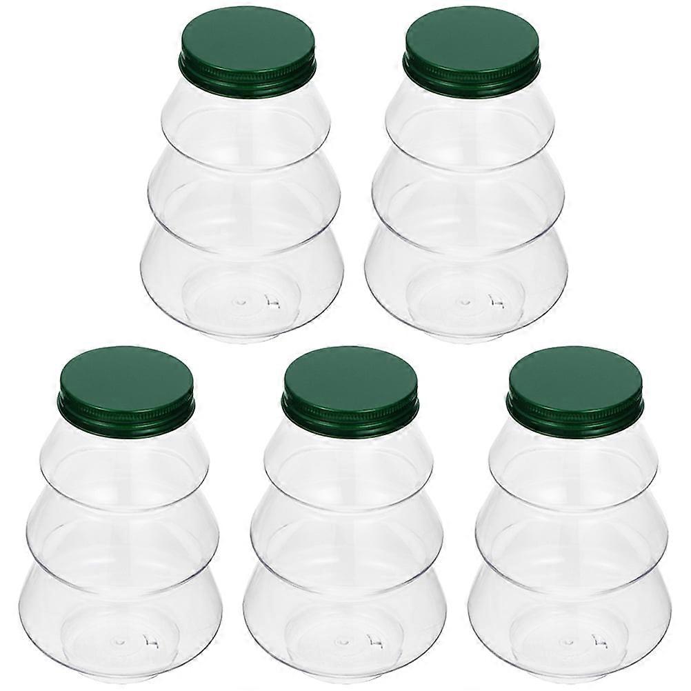 5Pcs Juice Bottles with Cap Reusable Clear Milk Tea Bottles Christmas Tree Shaped Beverage Containers