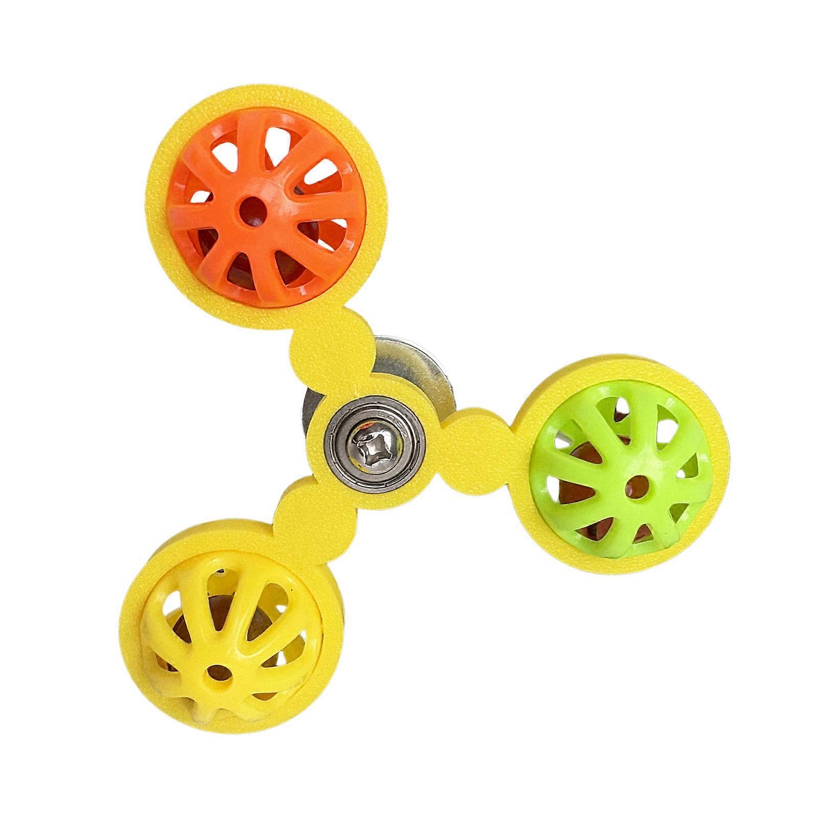 Multi Function Bird Entertainment Toy with Chewable Parts and Moving Windmill Cage Enrichment  Yellow