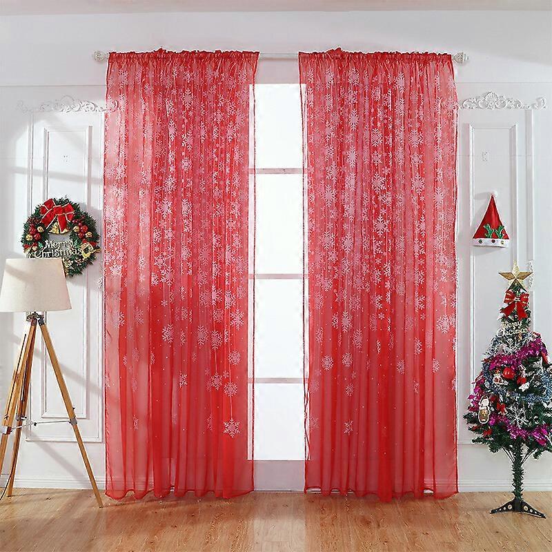 1 Panel Christmas Snowflake Voile Net Sheer Curtains Window Drapes