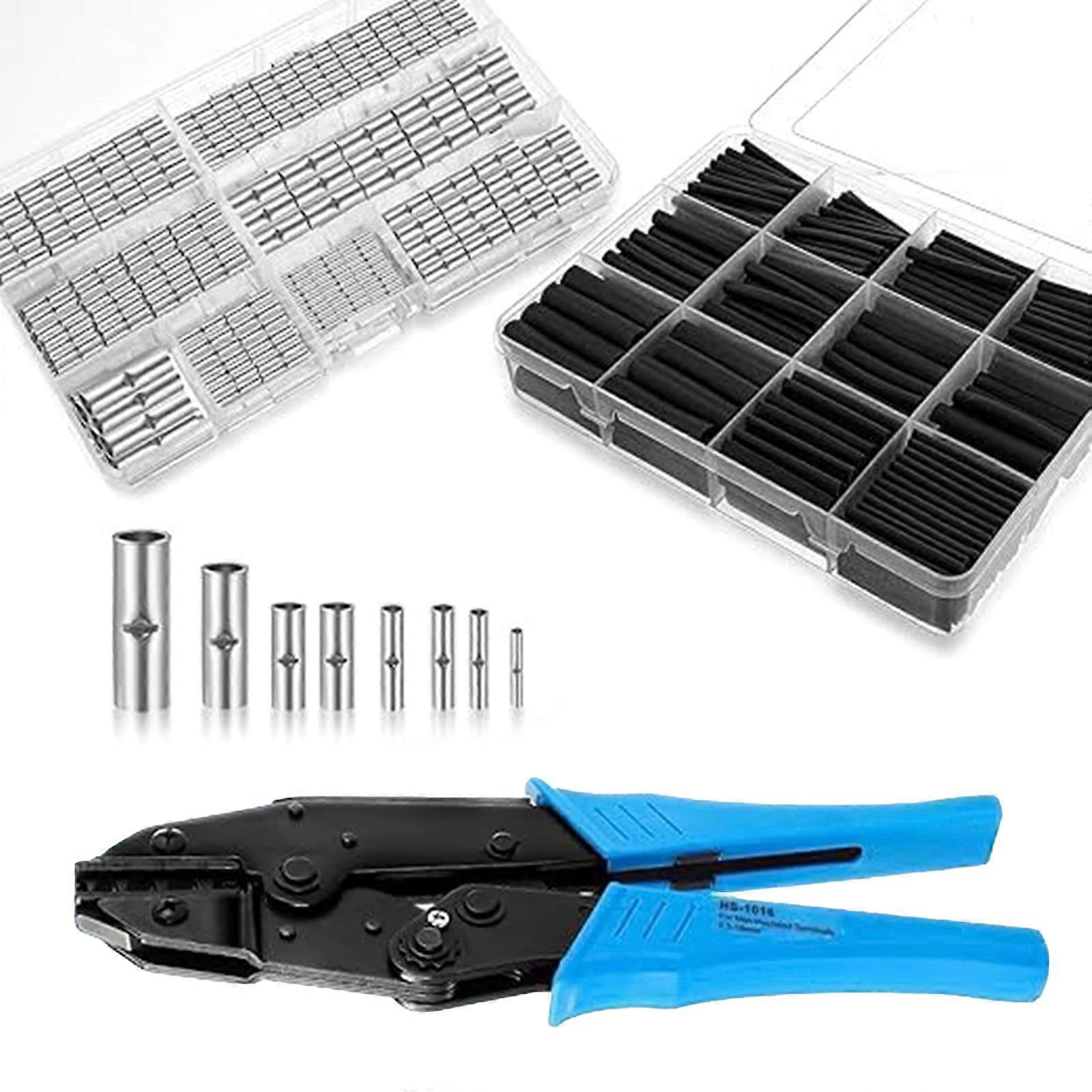 Versatile 780pcs not  Insulated Butt Connectors & Heat Shrink Tubing with Easy To Use Crimping Tool for Home & Industrial Multicolor