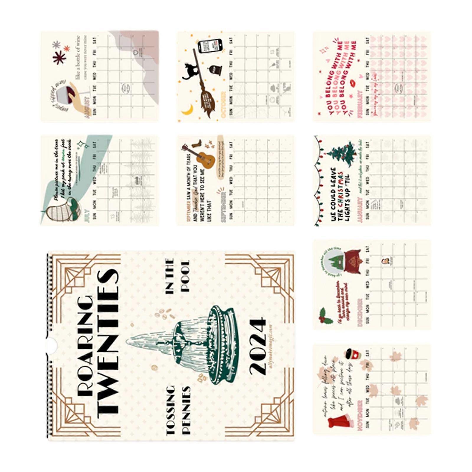 2024 Hangings Calendar Versatile Decoration, Artistic Appeal 2024 Roaring Twenties Calendar for Work, School Assignments Multicolor