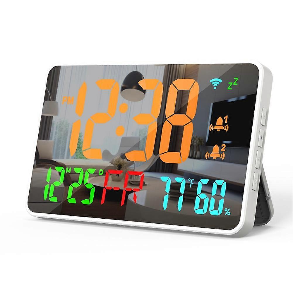 Tuya WiFi LED Clock Calendar Intelligent Thermometer Hygrometer Cosmetic Mirror Multifunction Clock for Home Office