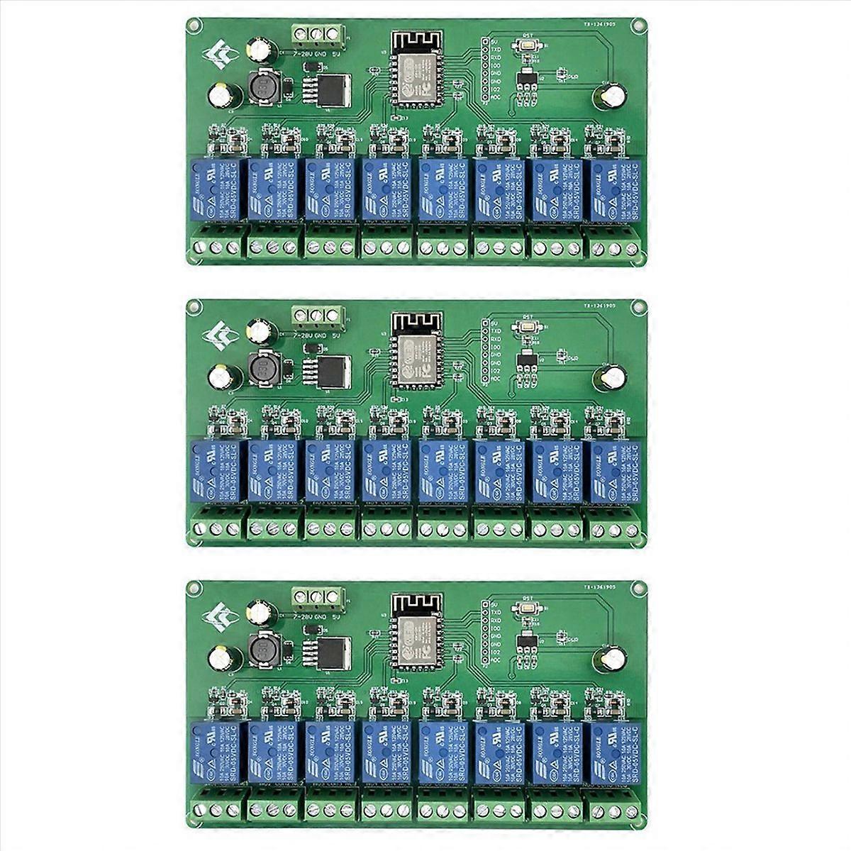 3X ESP8266 WIFI 8 Kanal Relaismodul ESP-12F Entwicklungsplatine Netzteil 5V/7-28V Wireless WIFI