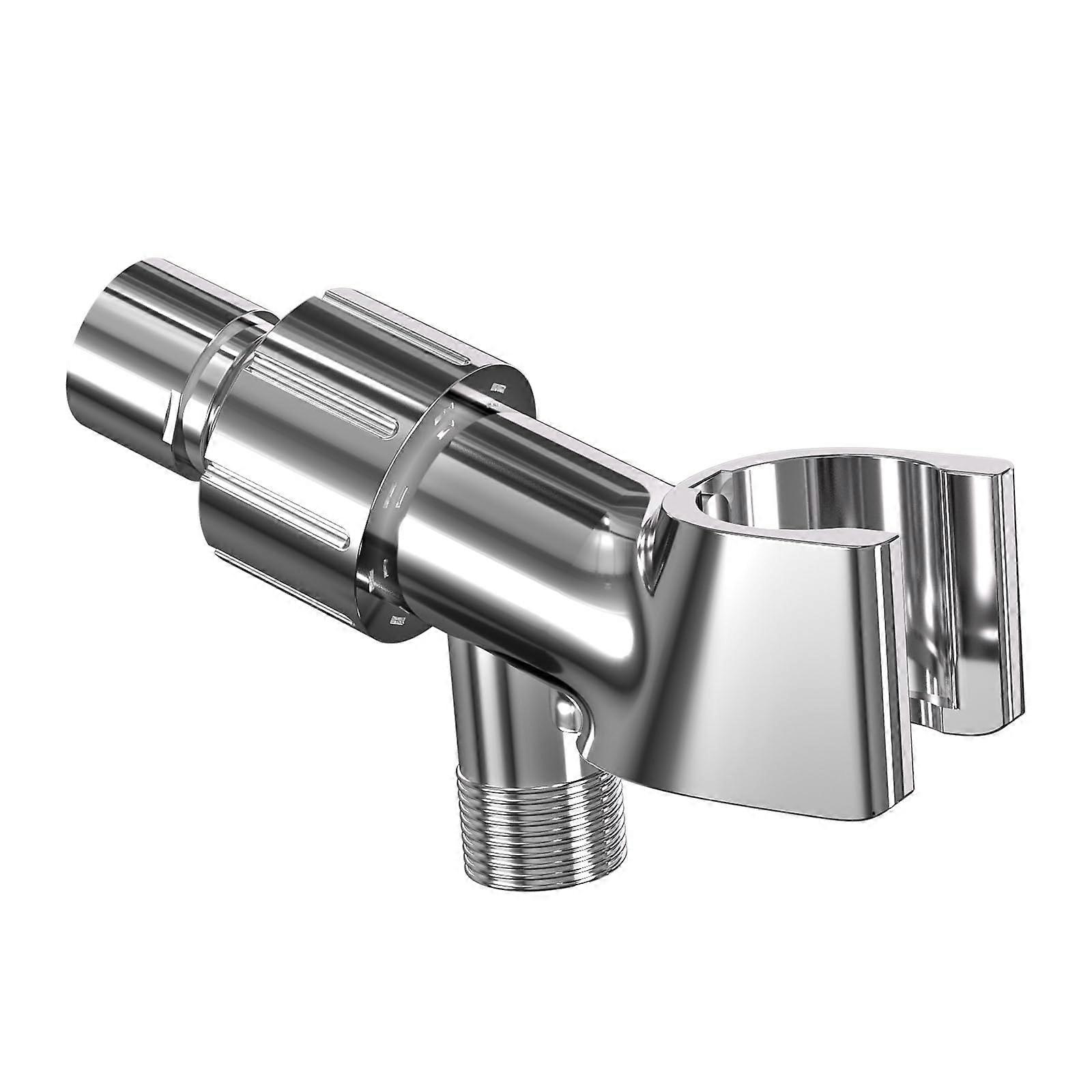Adjustable Handheld Shower Head Holder with Brass Pivot Ball, 360° Rotating ABS Bracket, Chrome Mount Connector for Universal Shower Arm and Hose