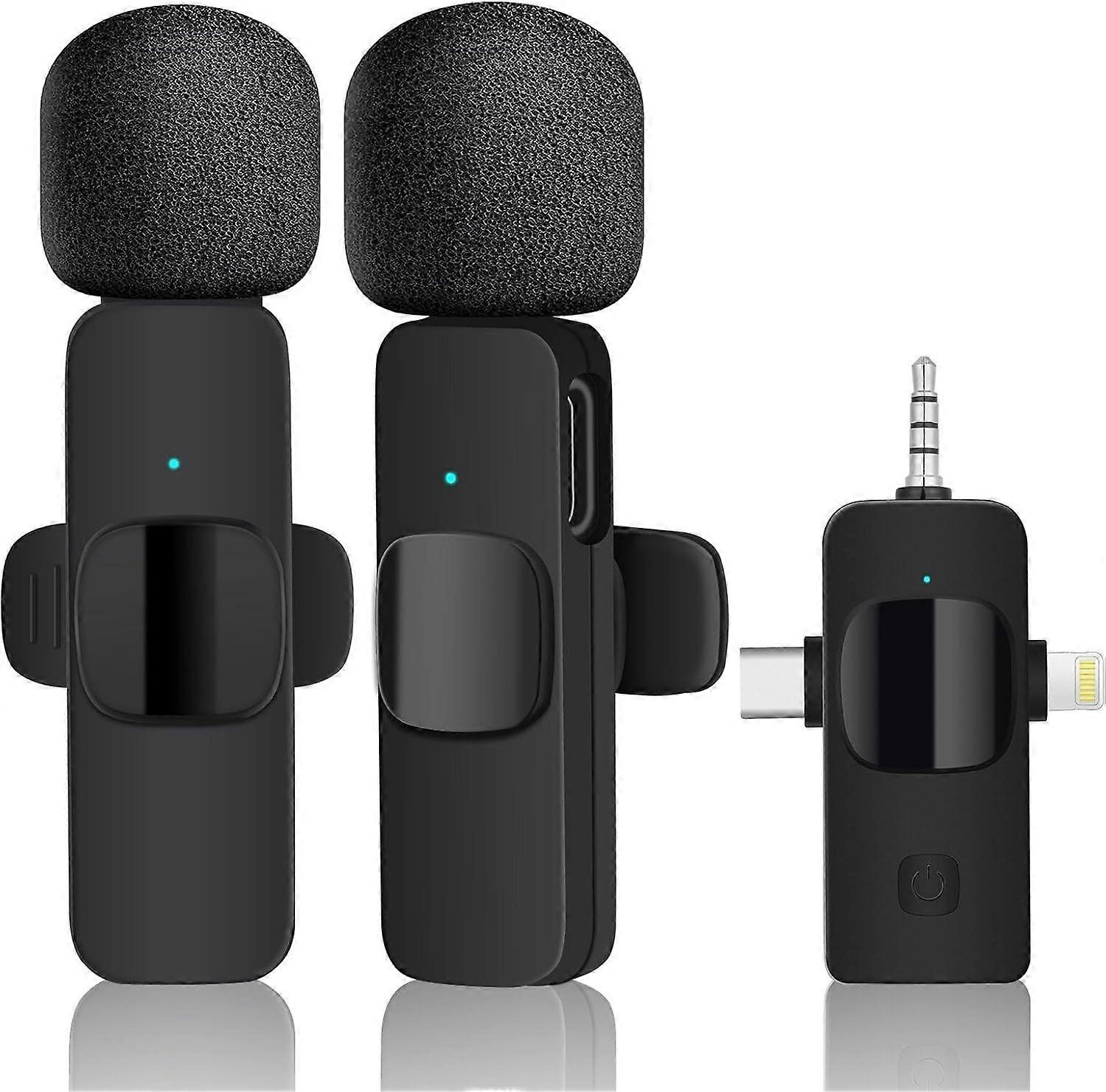 Wireless Lavalier Professional Noise Reduction Condenser Recording Microphones for Interview