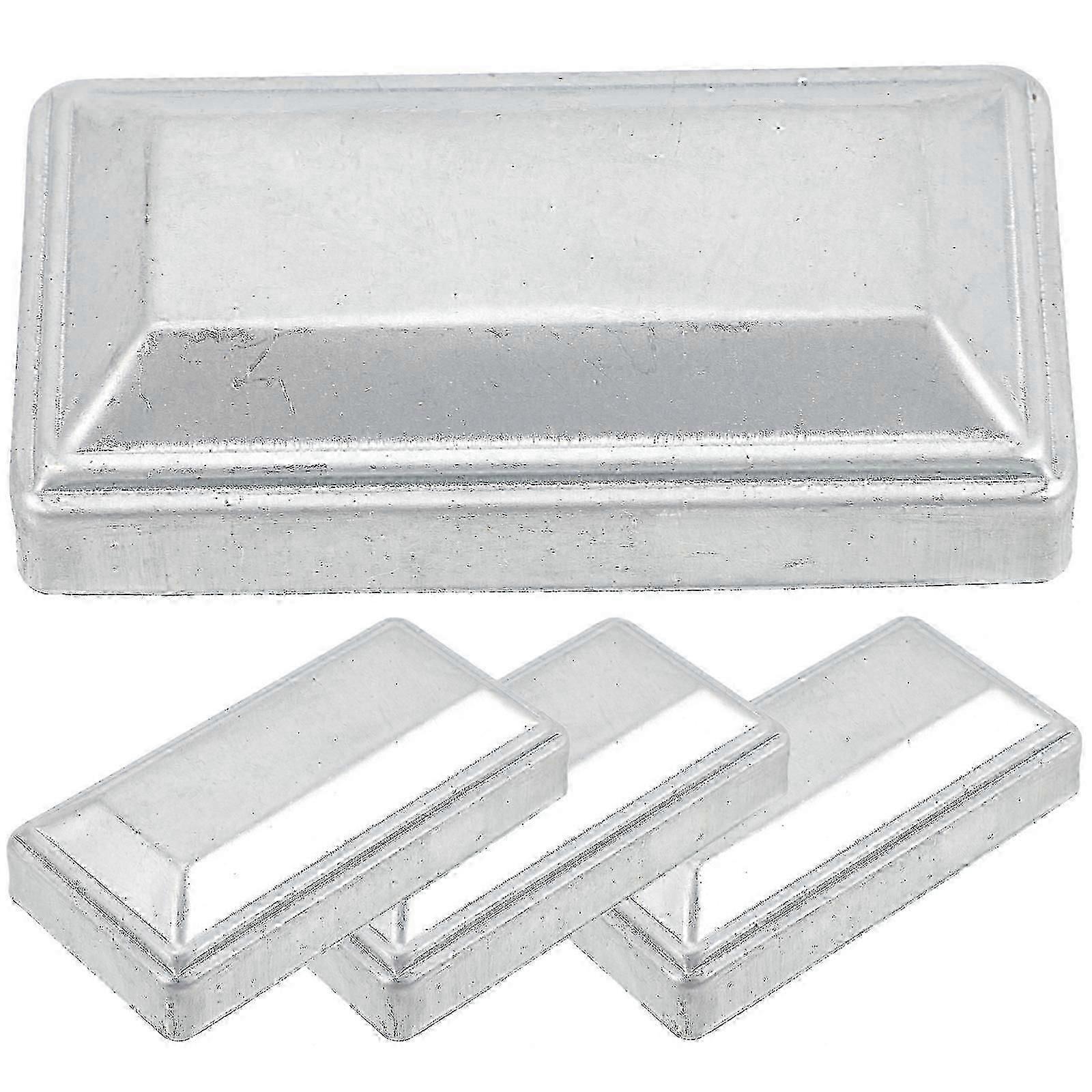 4 Pcs Metal Fence Post Caps, Iron, Rectangle Shape