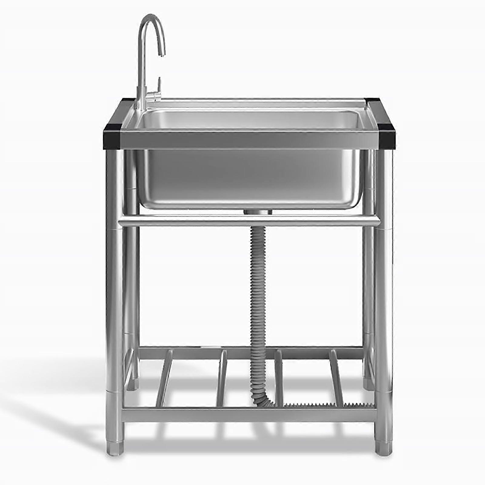 Stainless Steel Utility Sink Double Bowl with 360° Faucet and Storage Shelf for Kitchen Laundry
